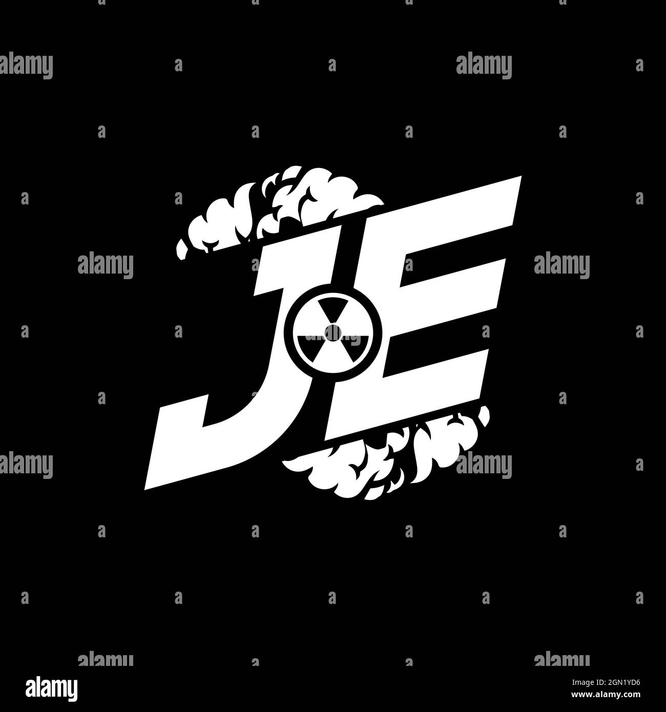 JE Initial ESport Monogram with Shape and Smoke Style template vector Stock Vector