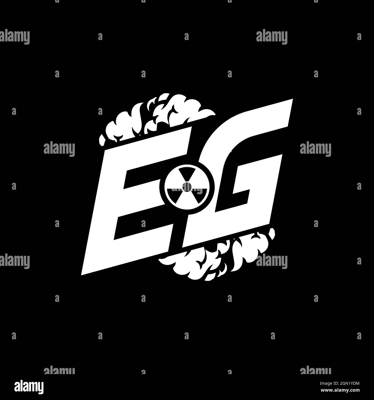 EG Initial ESport Monogram with Shape and Smoke Style template vector Stock Vector
