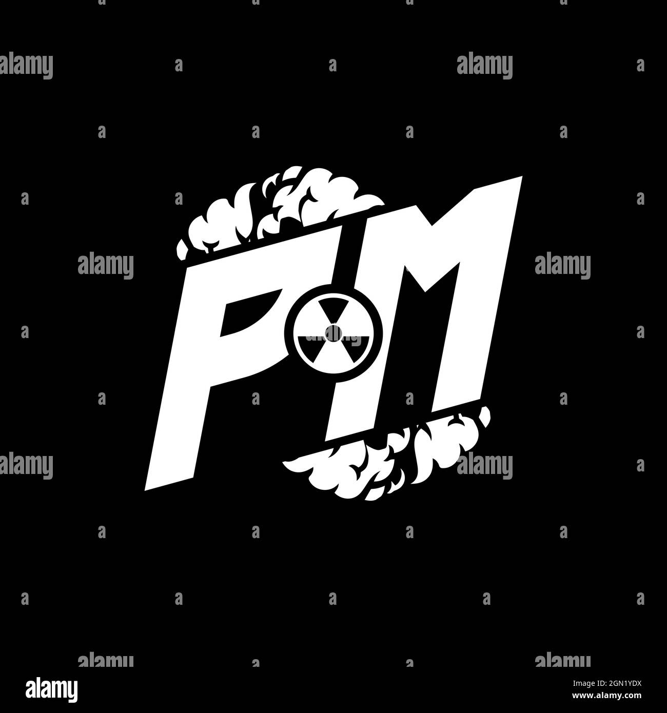 PM Initial ESport Monogram with Shape and Smoke Style template vector Stock Vector