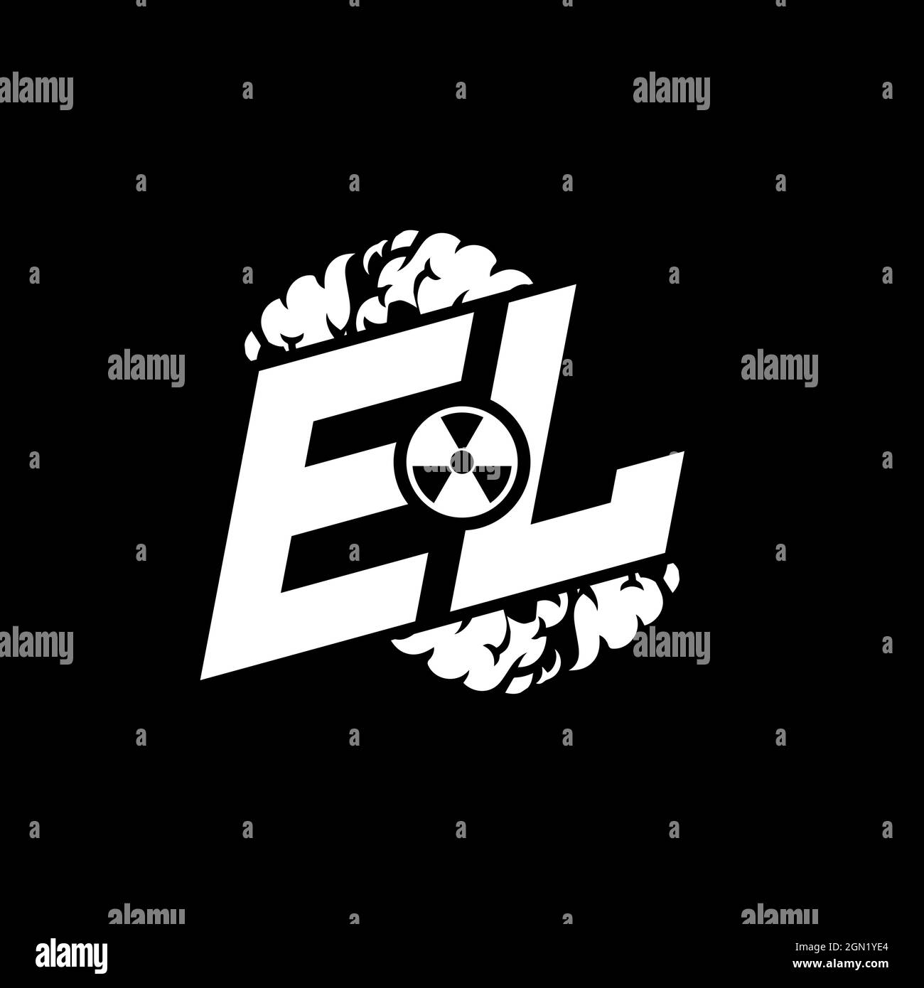 EL Initial ESport Monogram with Shape and Smoke Style template vector Stock Vector