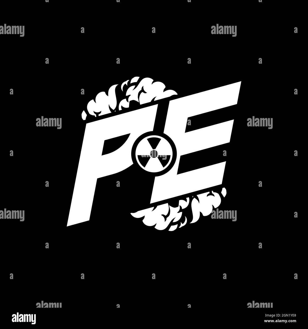 PE Initial ESport Monogram with Shape and Smoke Style template vector Stock Vector