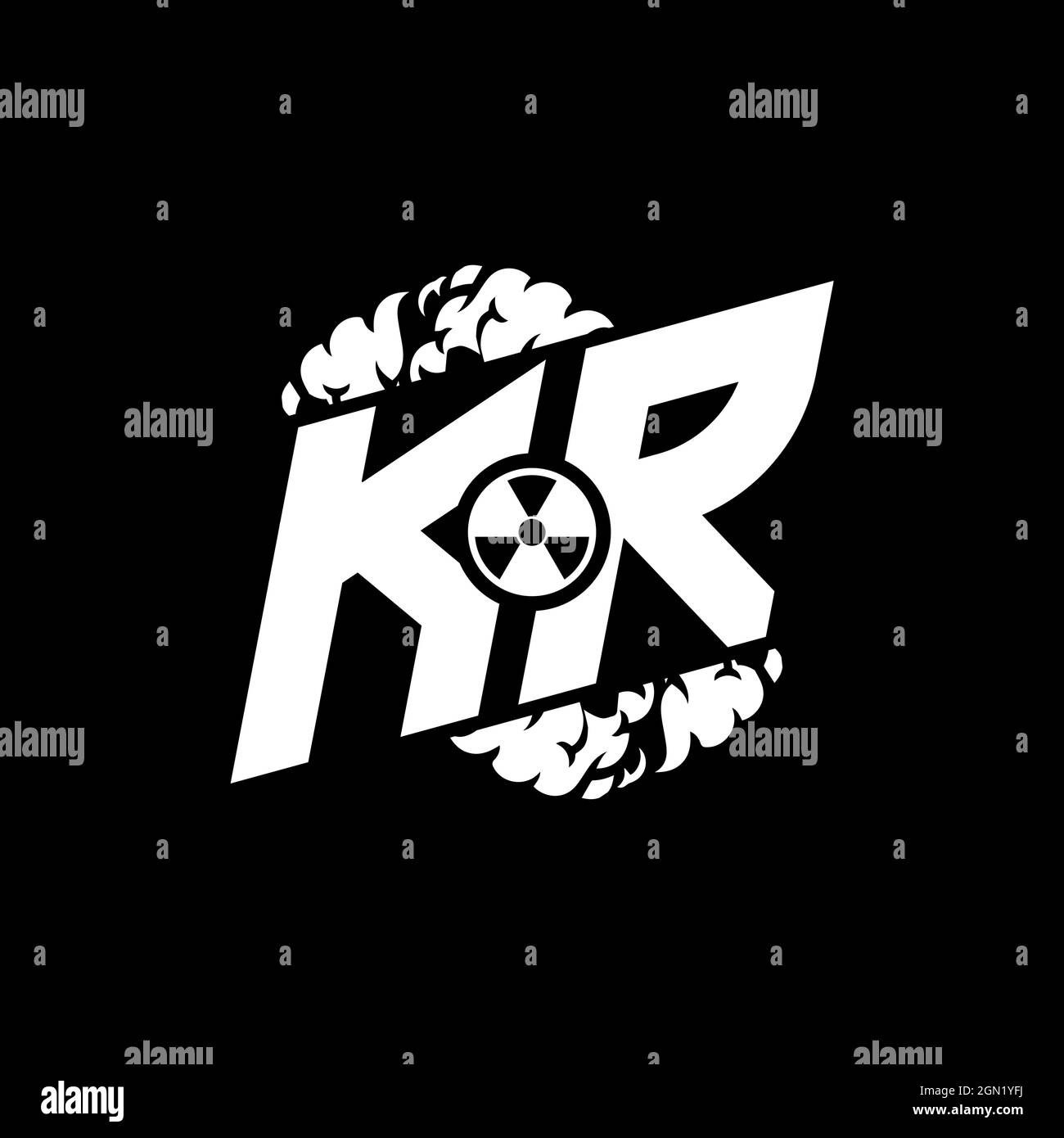 KR Initial ESport Monogram with Shape and Smoke Style template vector Stock Vector