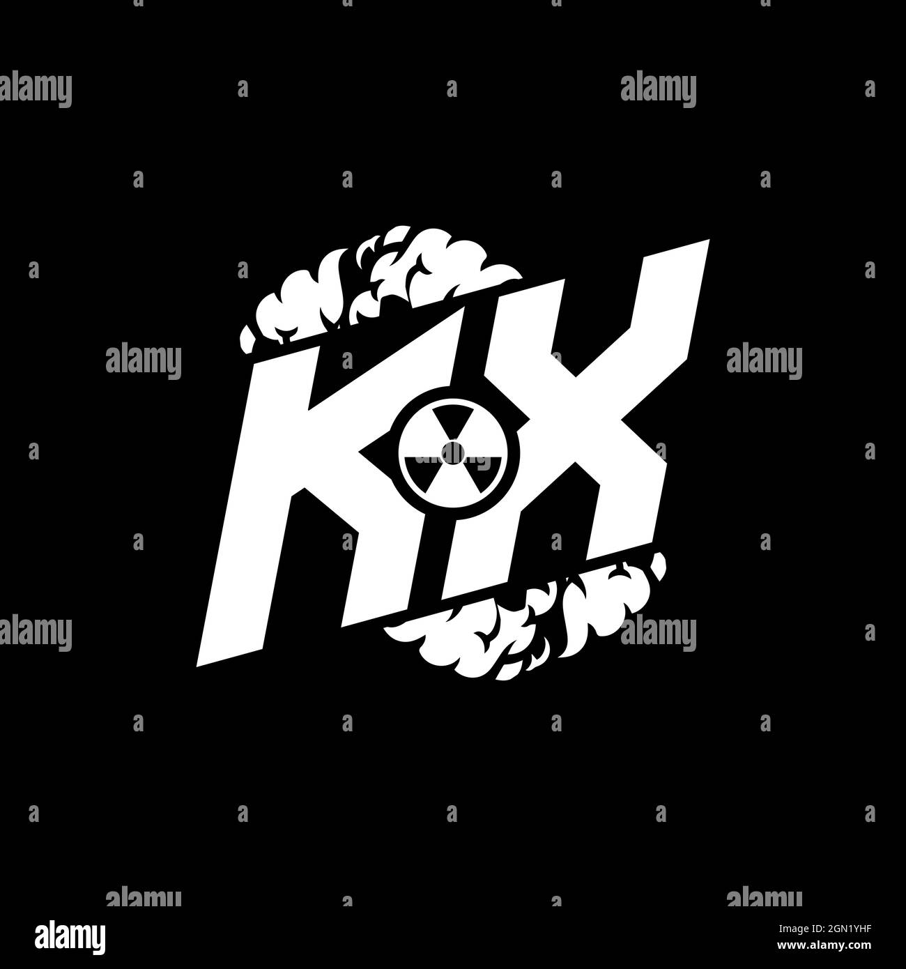 KX Initial ESport Monogram with Shape and Smoke Style template vector Stock Vector