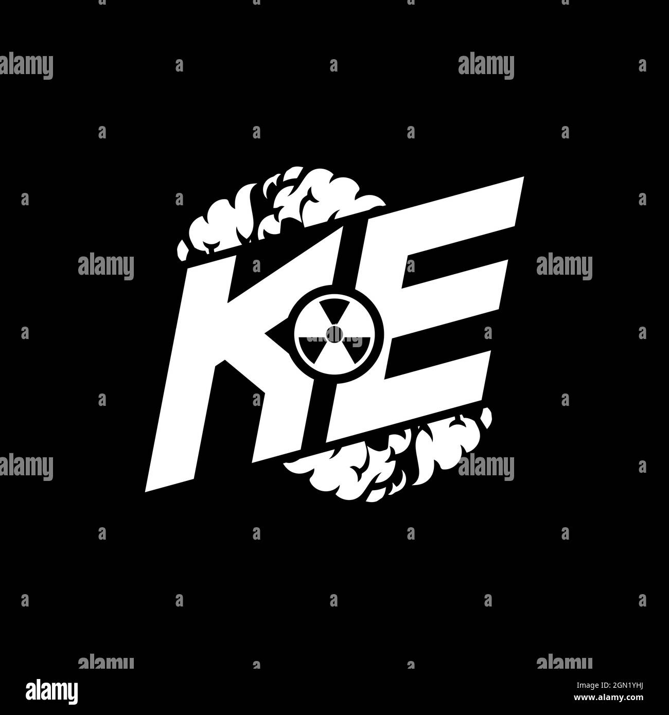 KE Initial ESport Monogram with Shape and Smoke Style template vector Stock Vector