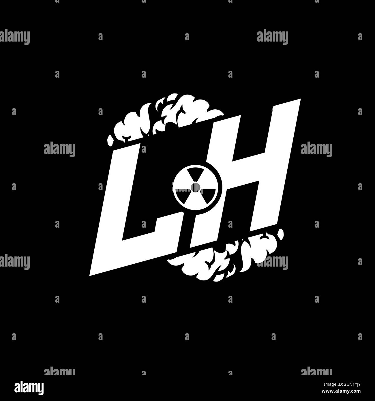 LH Initial ESport Monogram with Shape and Smoke Style template vector Stock Vector