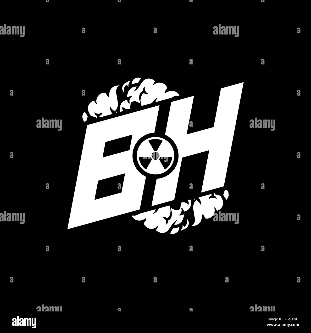 BH Initial ESport Monogram with Shape and Smoke Style template vector Stock Vector