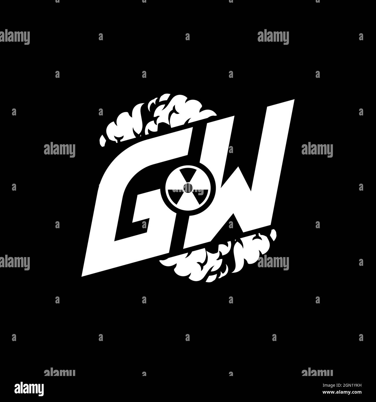 GW Initial ESport Monogram with Shape and Smoke Style template vector Stock Vector
