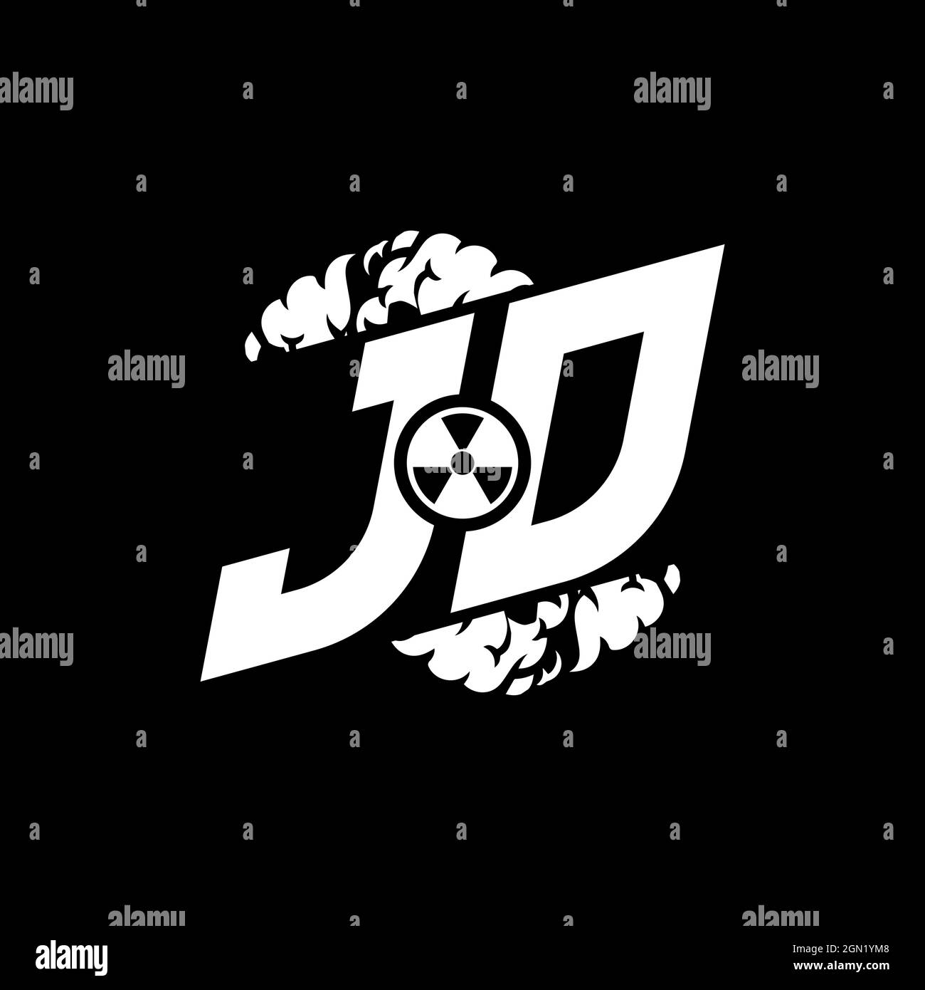 JD Initial ESport Monogram with Shape and Smoke Style template vector Stock Vector