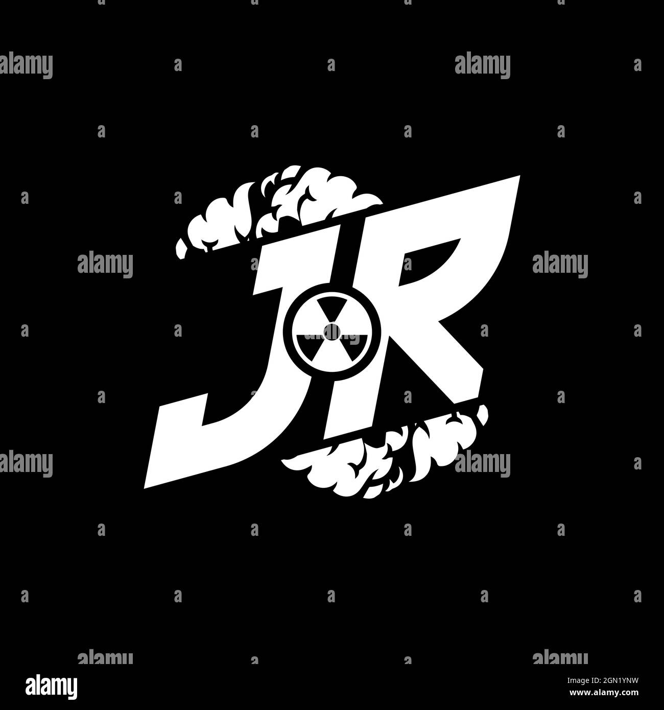JR Initial ESport Monogram with Shape and Smoke Style template vector Stock Vector