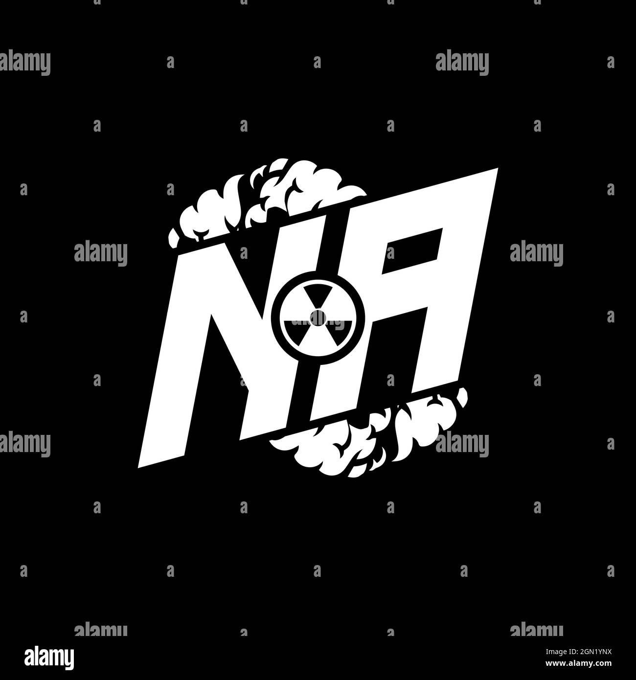 NA Initial ESport Monogram with Shape and Smoke Style template vector Stock Vector