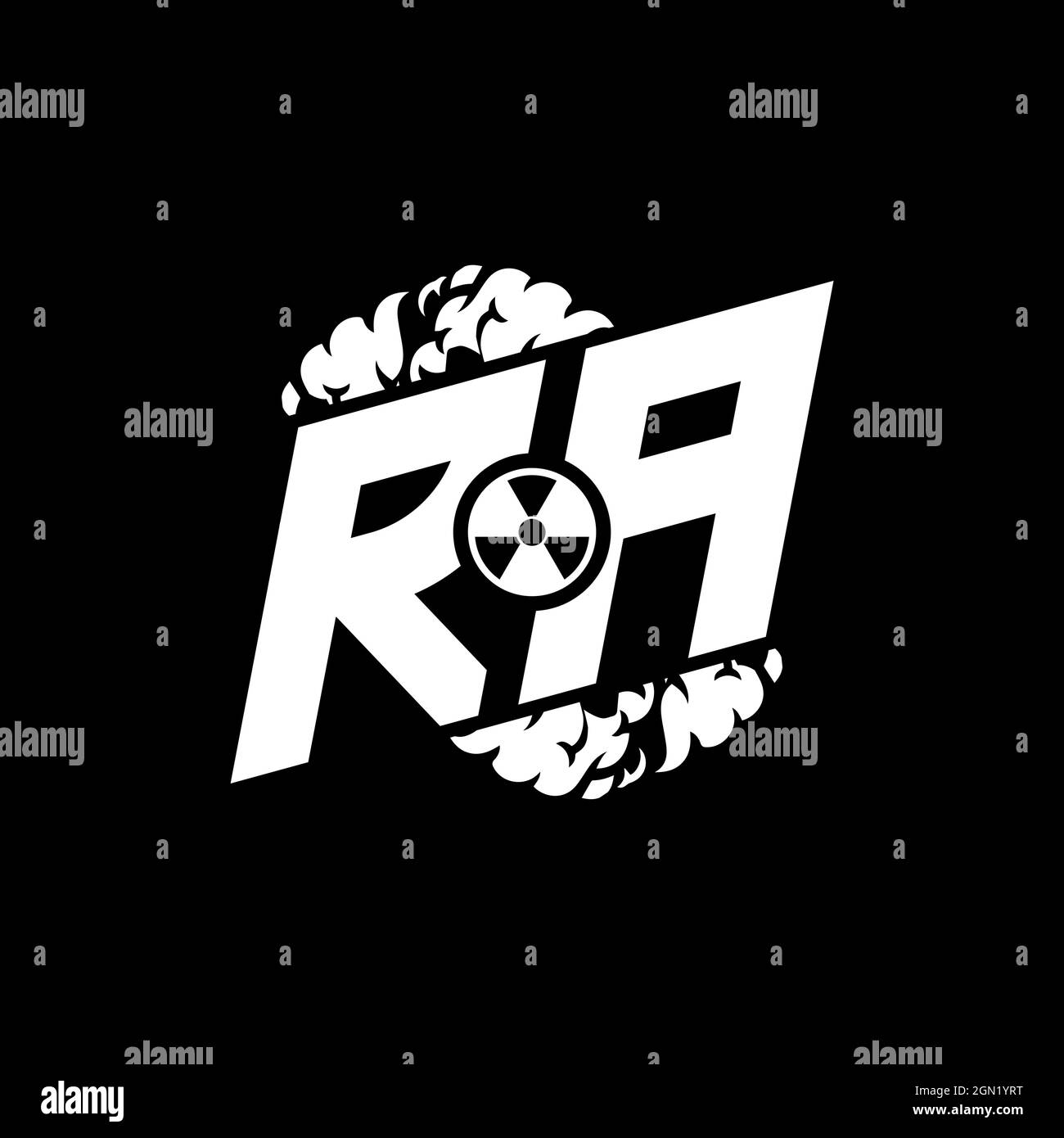 RA Initial ESport Monogram with Shape and Smoke Style template vector Stock Vector