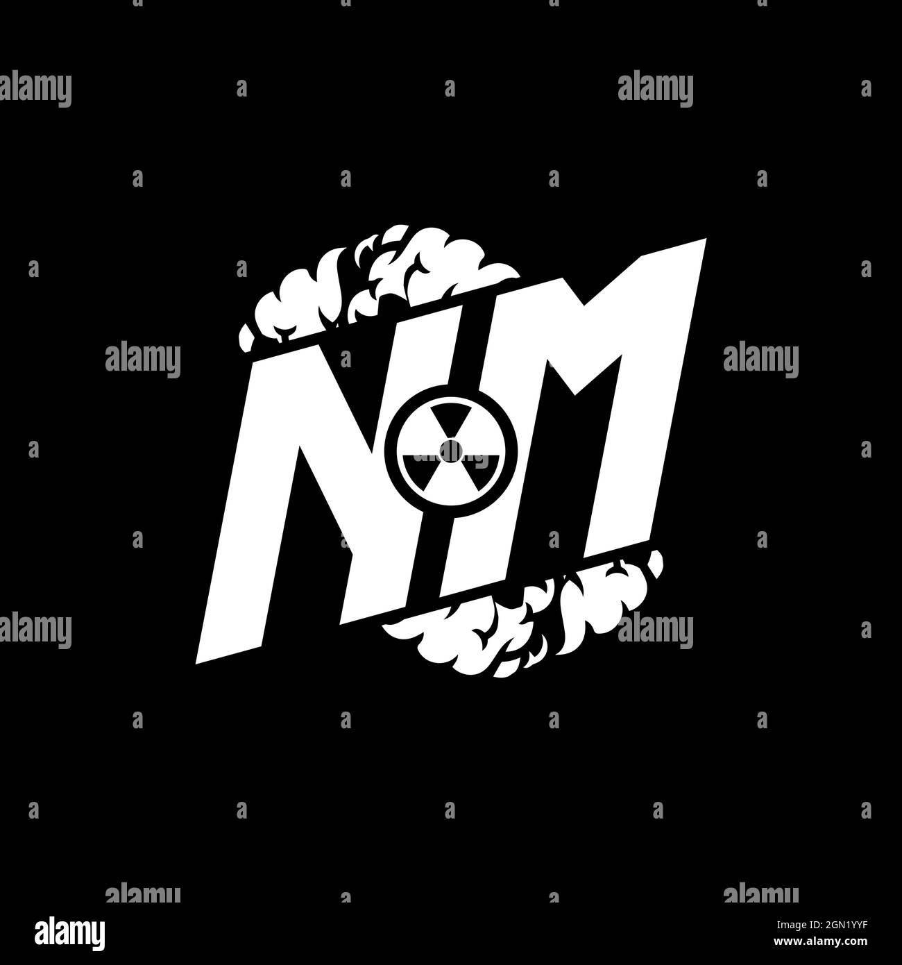 NM Initial ESport Monogram with Shape and Smoke Style template vector Stock Vector