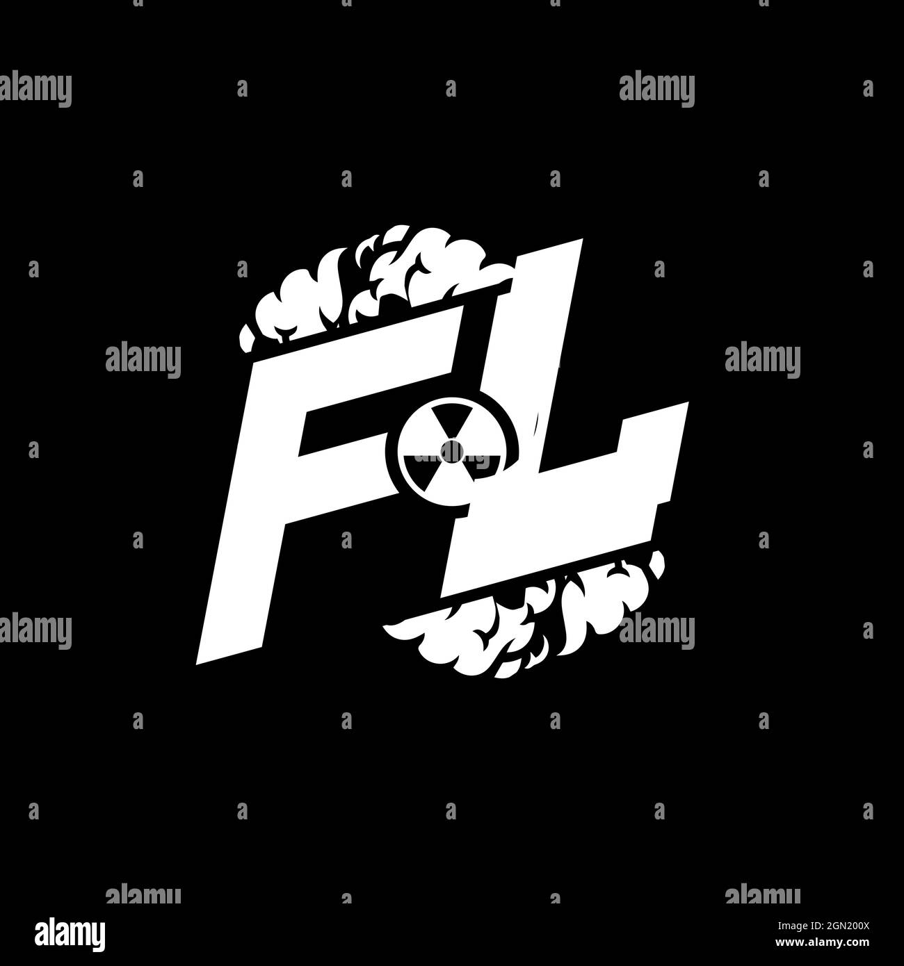 FL Initial ESport Monogram with Shape and Smoke Style template vector Stock Vector