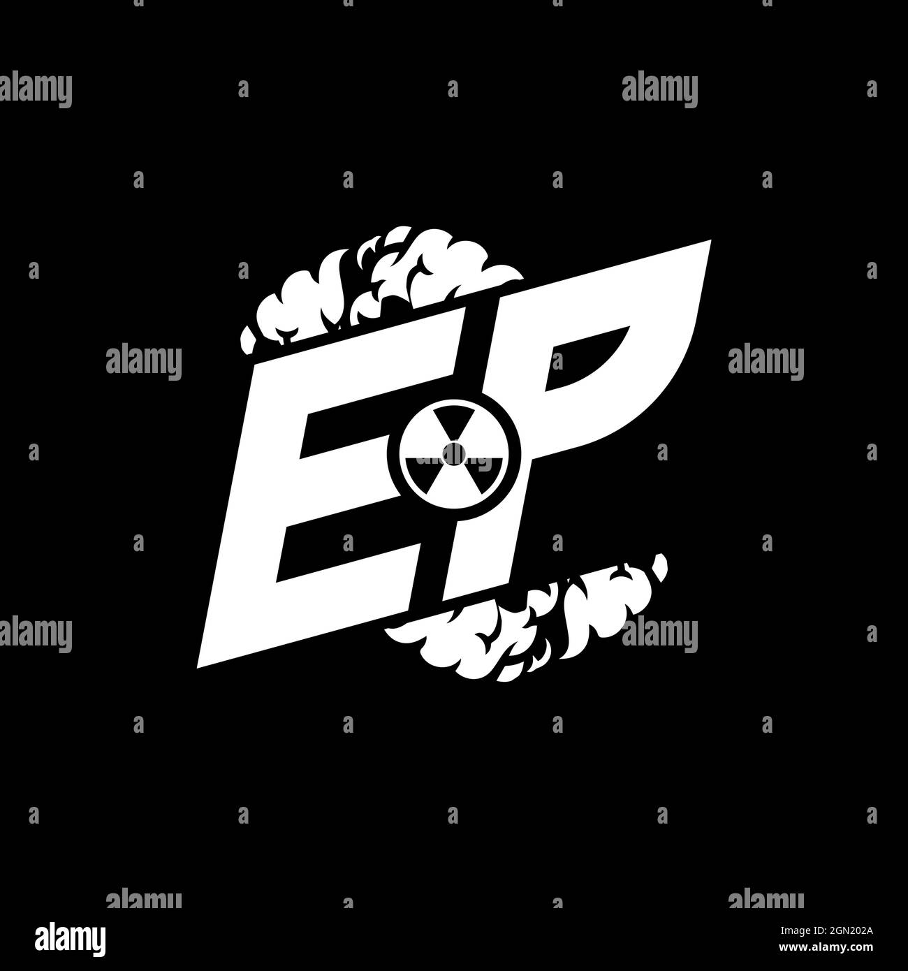 EP Initial ESport Monogram with Shape and Smoke Style template vector Stock Vector