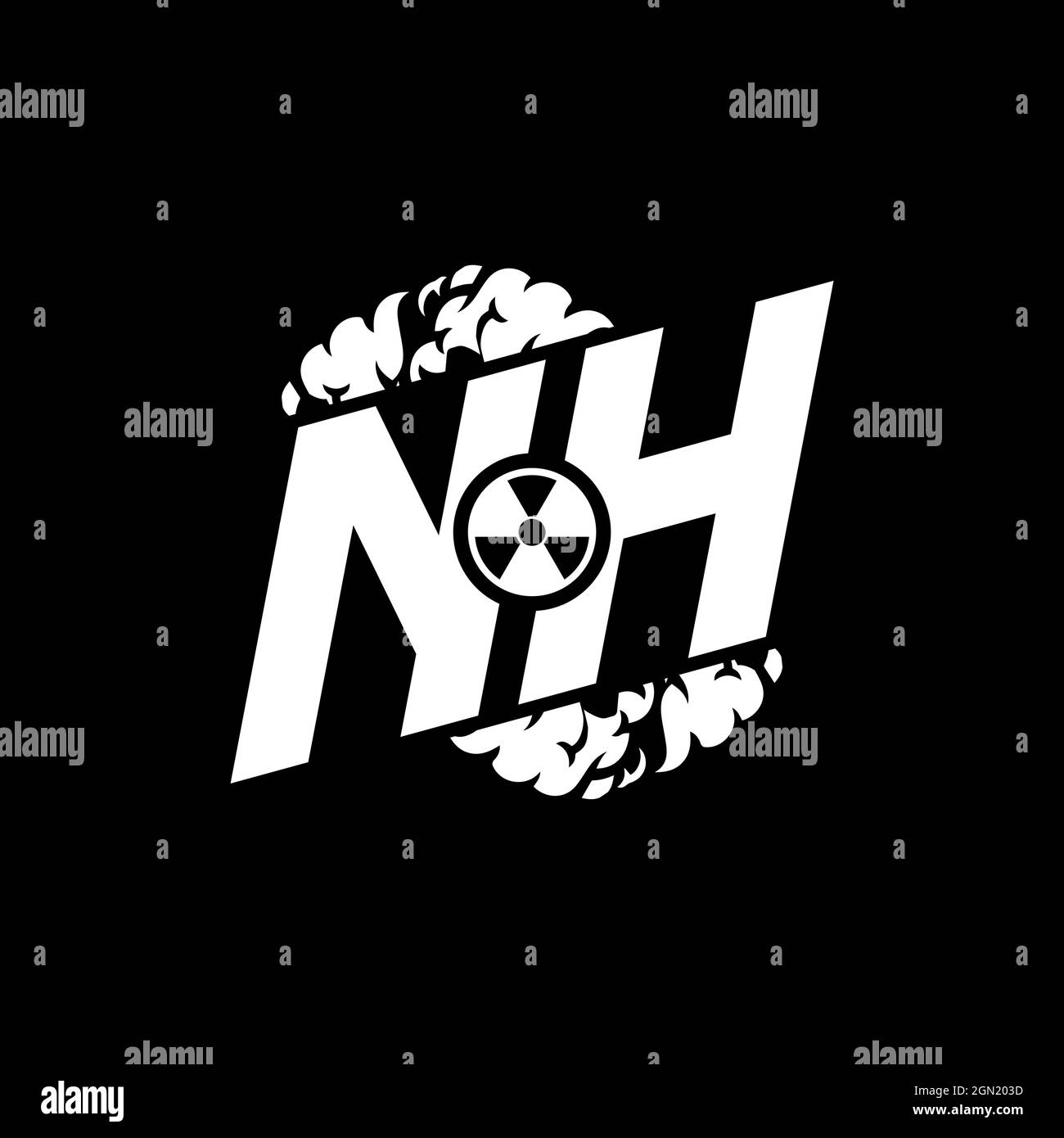 NH Initial ESport Monogram with Shape and Smoke Style template vector Stock Vector