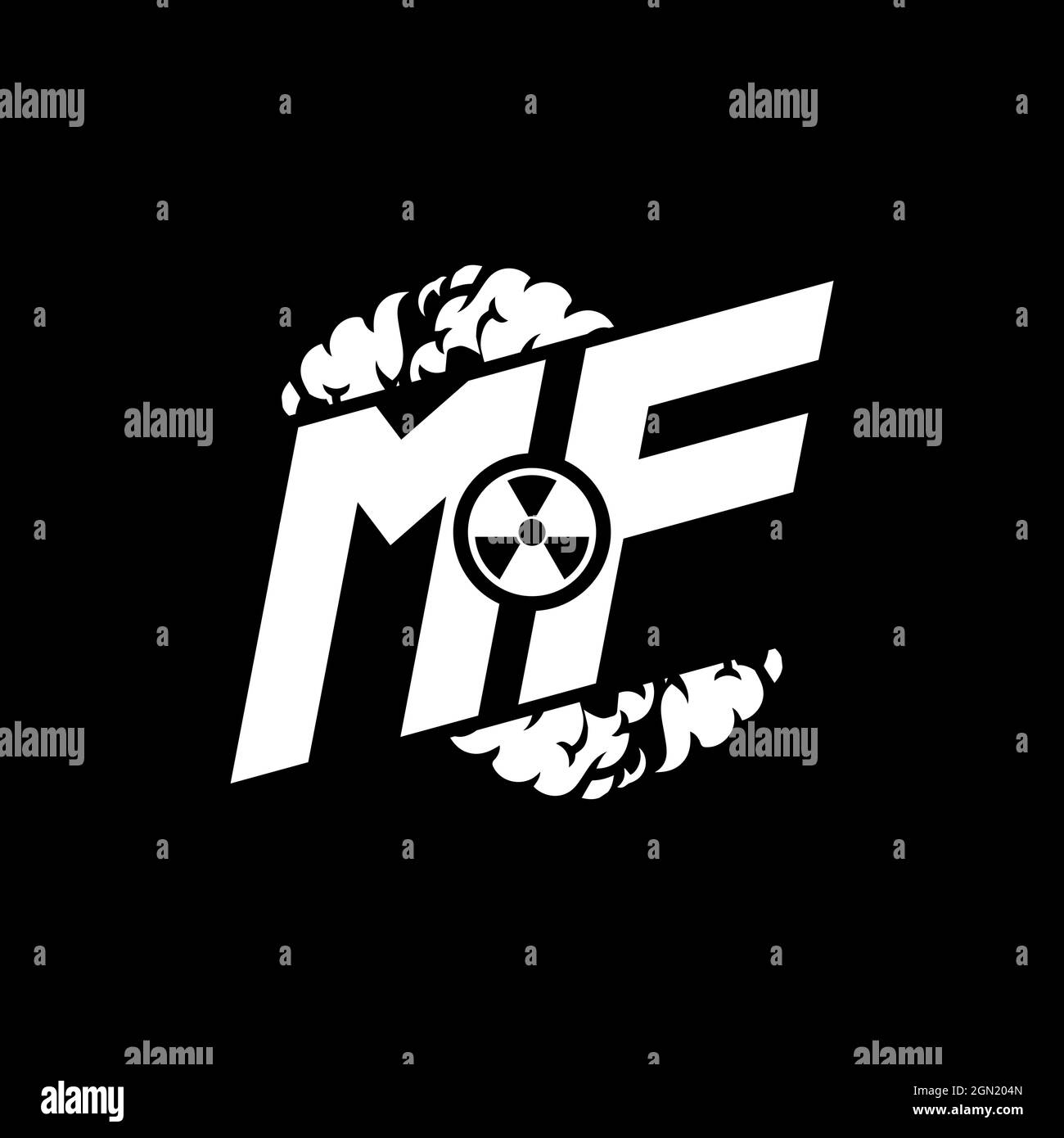 MF Initial ESport Monogram with Shape and Smoke Style template vector Stock Vector