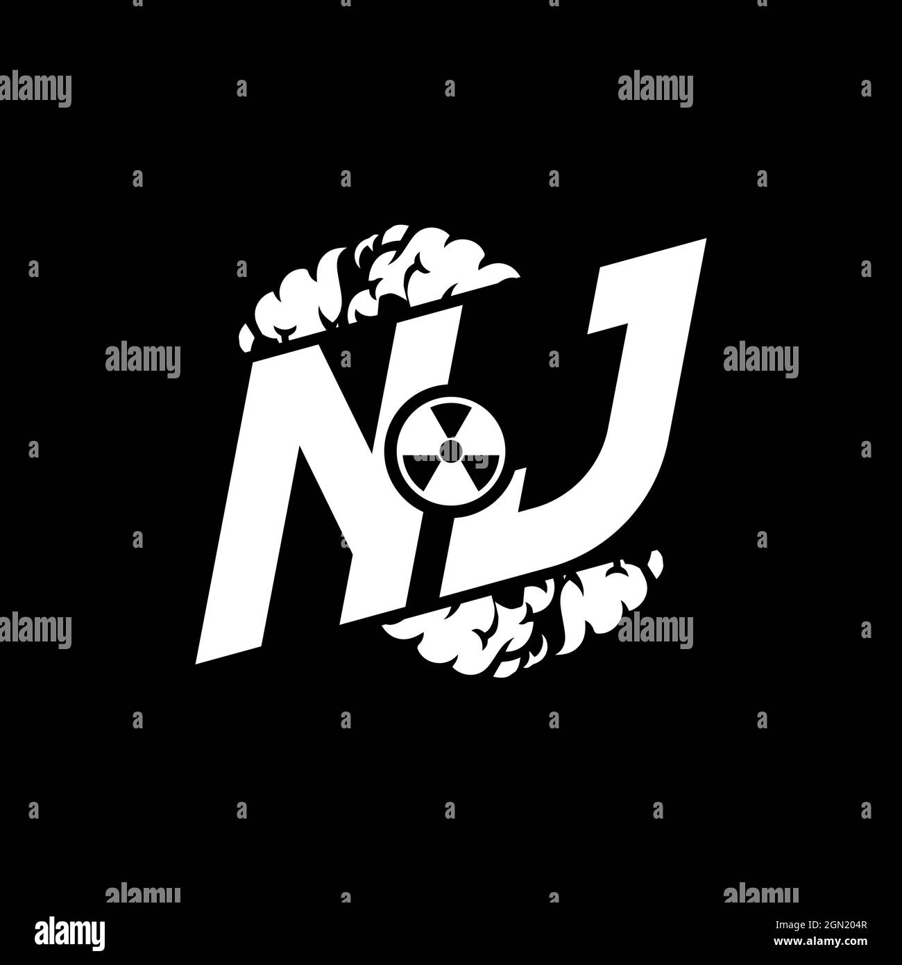 NJ Initial ESport Monogram with Shape and Smoke Style template vector Stock Vector