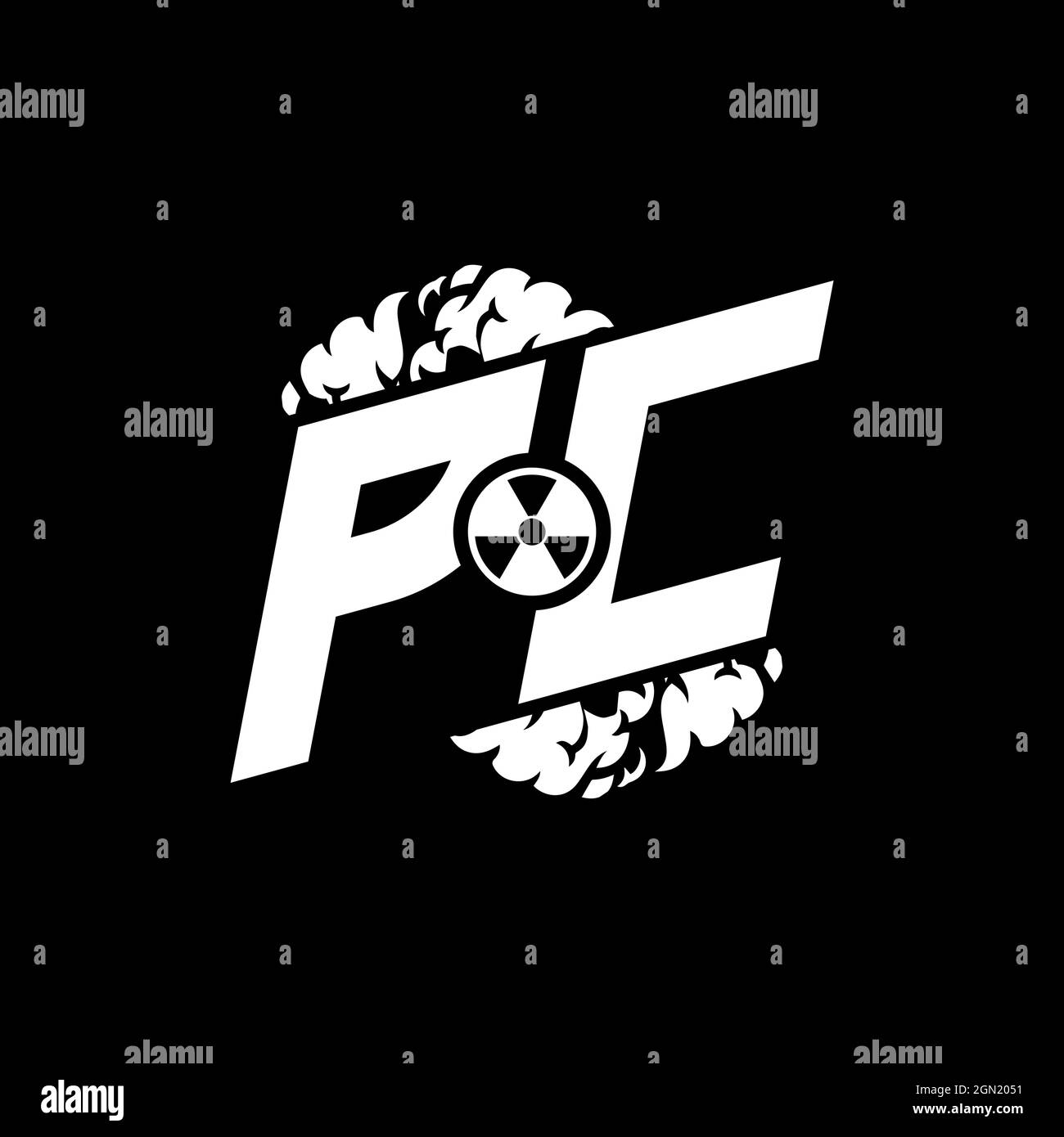 PC Initial ESport Monogram with Shape and Smoke Style template vector Stock Vector