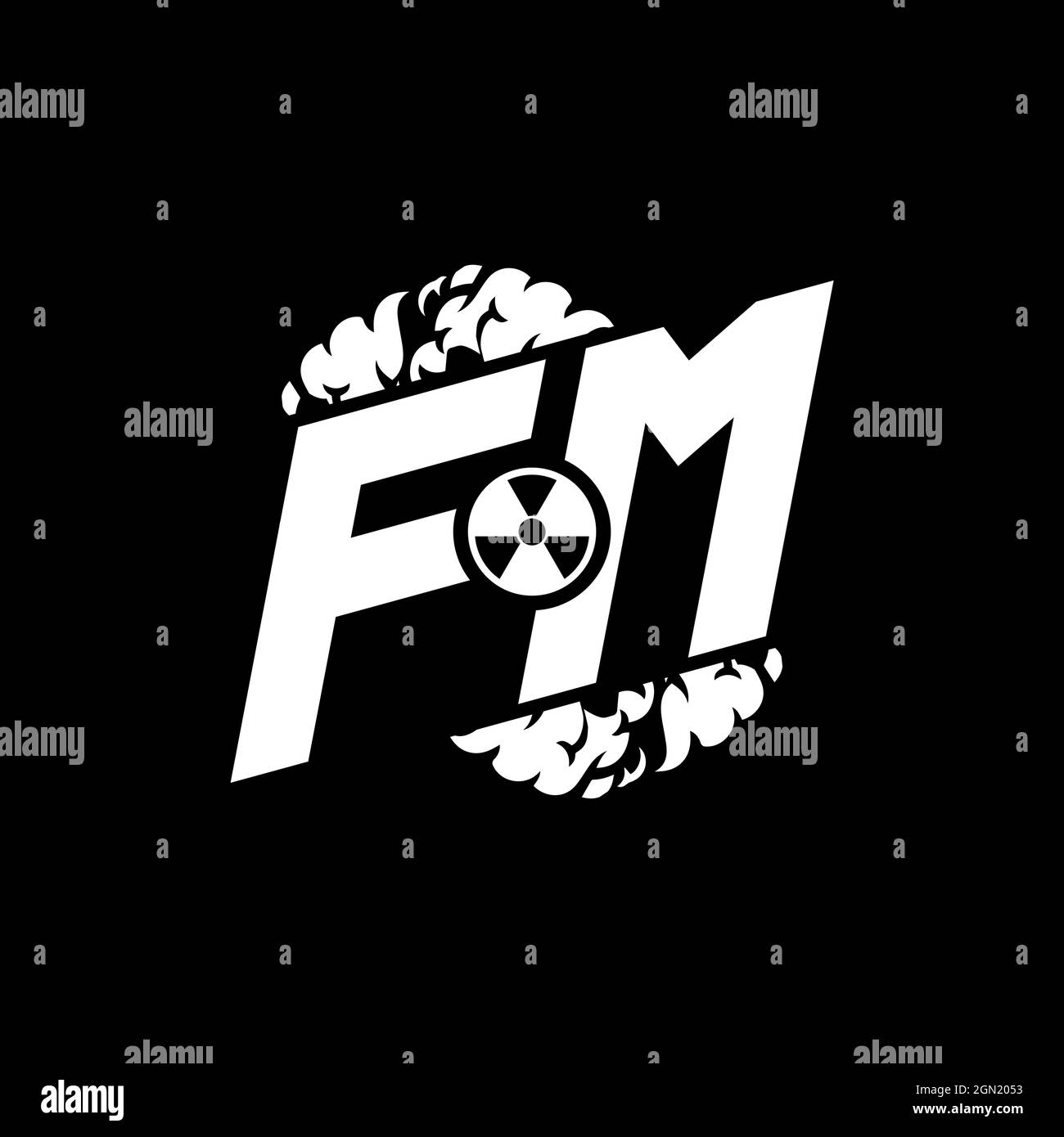 FM Initial ESport Monogram with Shape and Smoke Style template vector Stock Vector