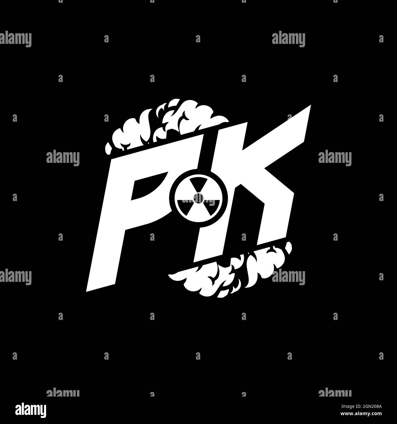 PK Initial ESport Monogram with Shape and Smoke Style template vector Stock Vector