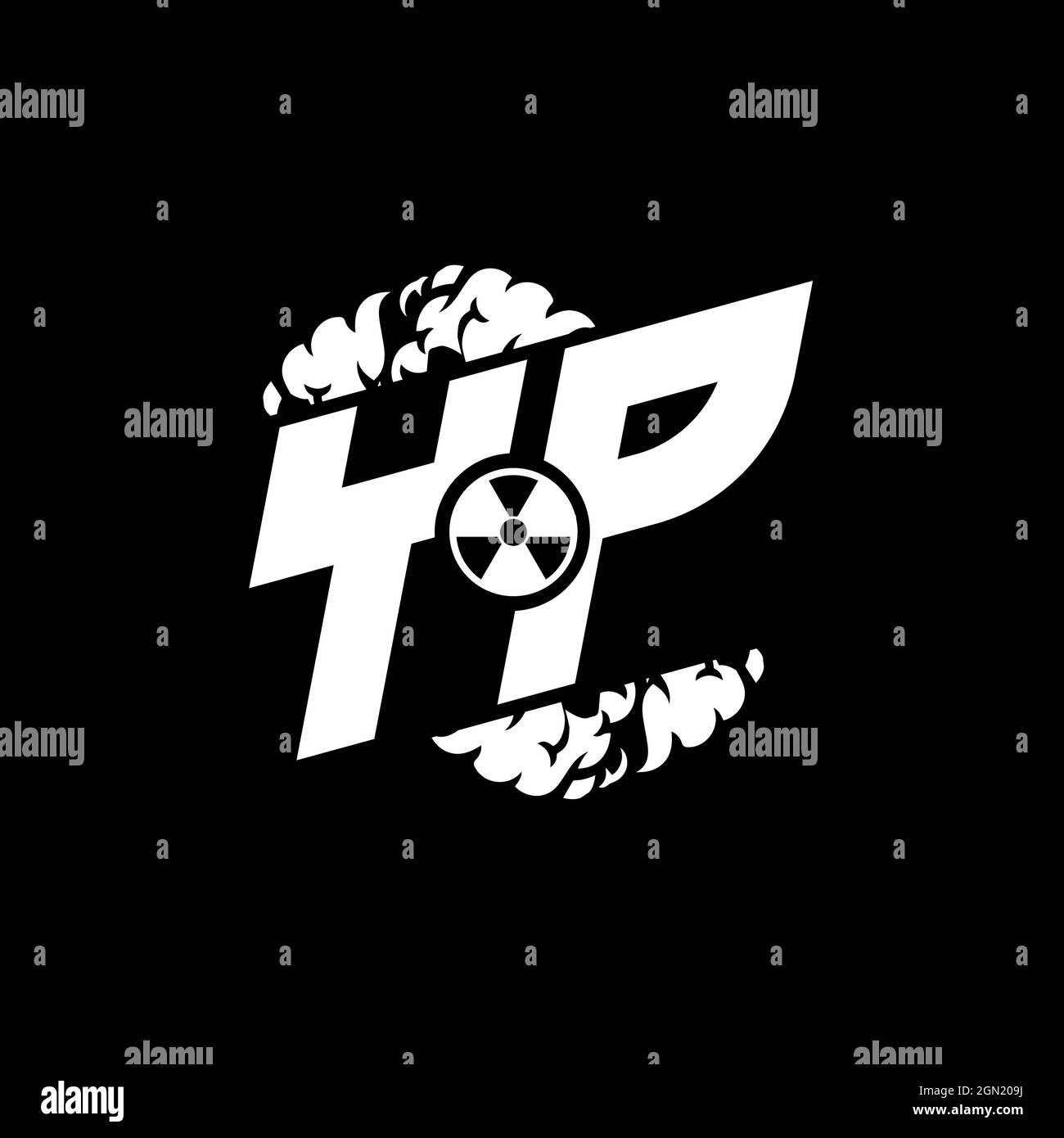 YP Initial ESport Monogram with Shape and Smoke Style template vector Stock Vector