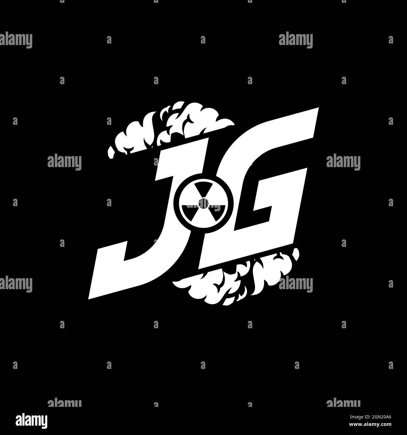 JG Initial ESport Monogram with Shape and Smoke Style template vector Stock Vector