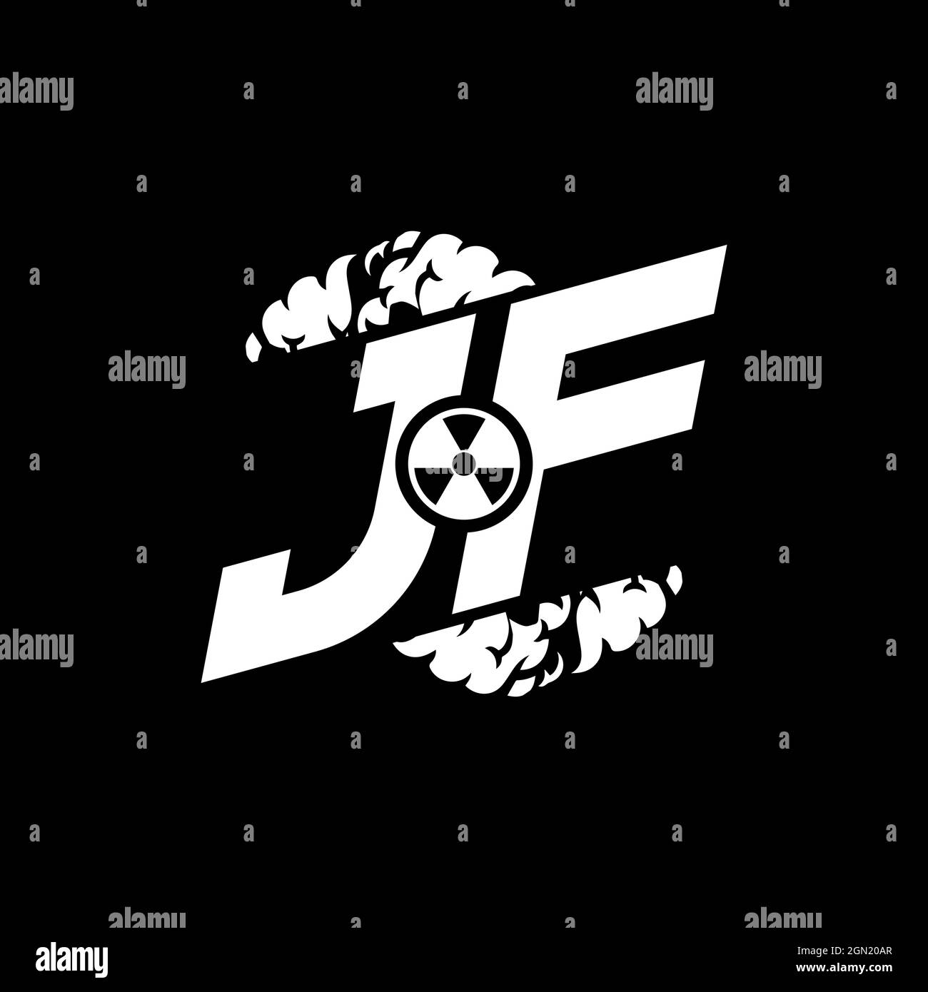 JF Initial ESport Monogram with Shape and Smoke Style template vector Stock Vector