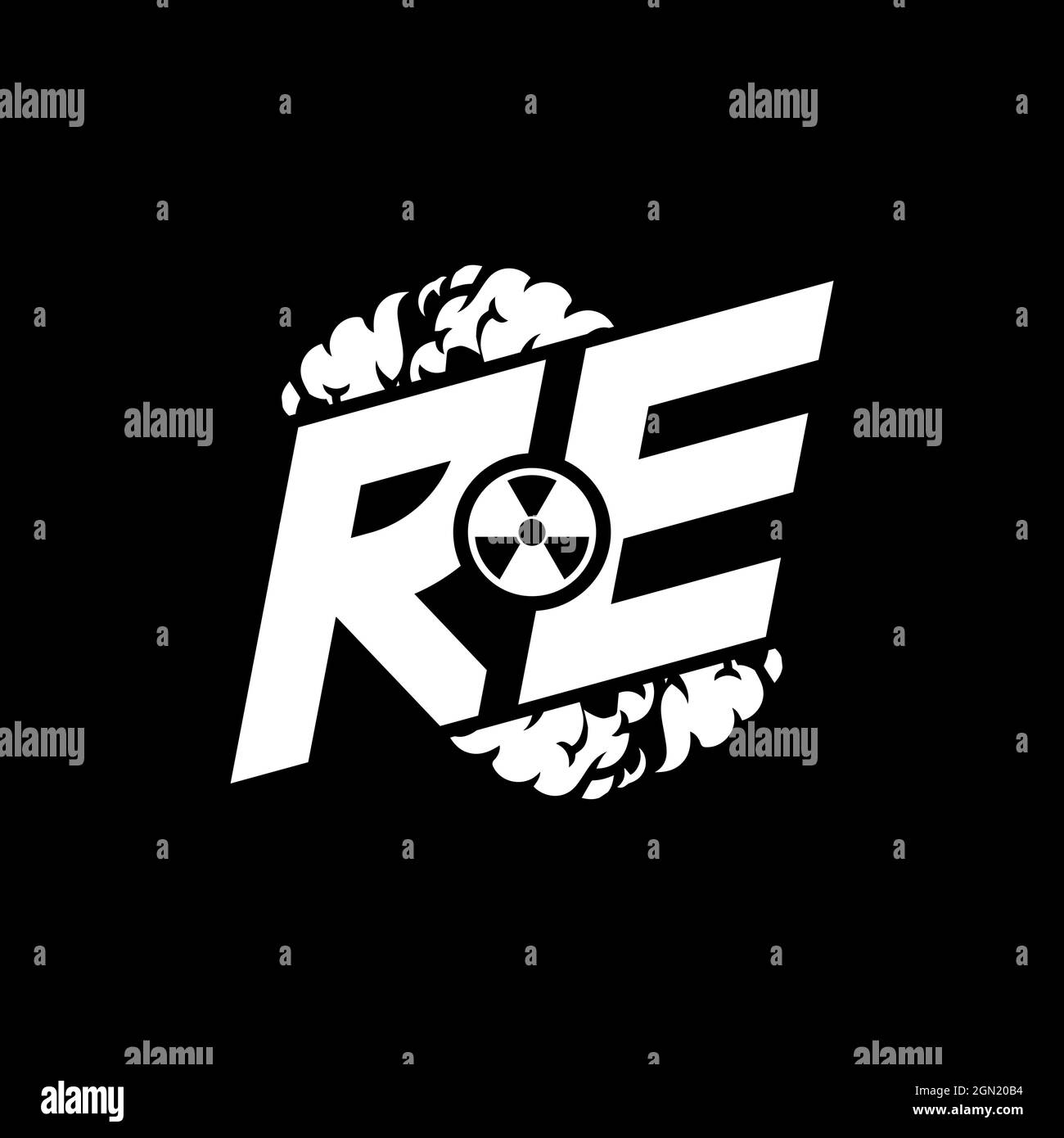 RE Initial ESport Monogram with Shape and Smoke Style template vector Stock Vector