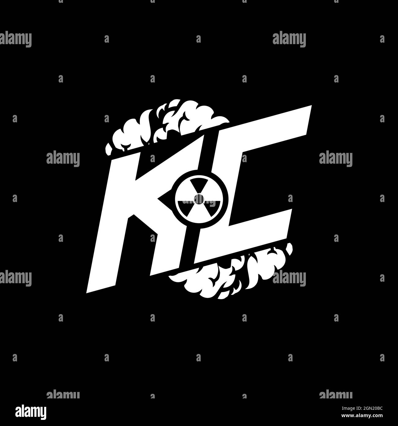 KC Initial ESport Monogram with Shape and Smoke Style template vector Stock Vector