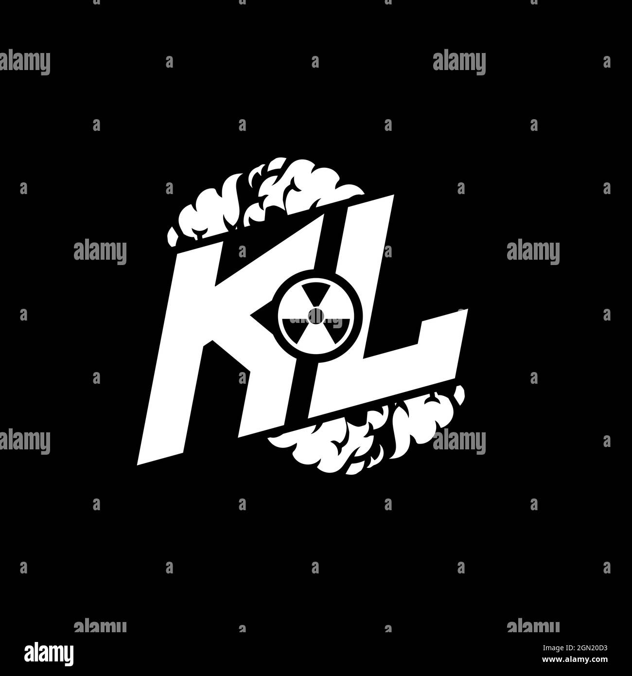 KL Initial ESport Monogram with Shape and Smoke Style template vector Stock Vector