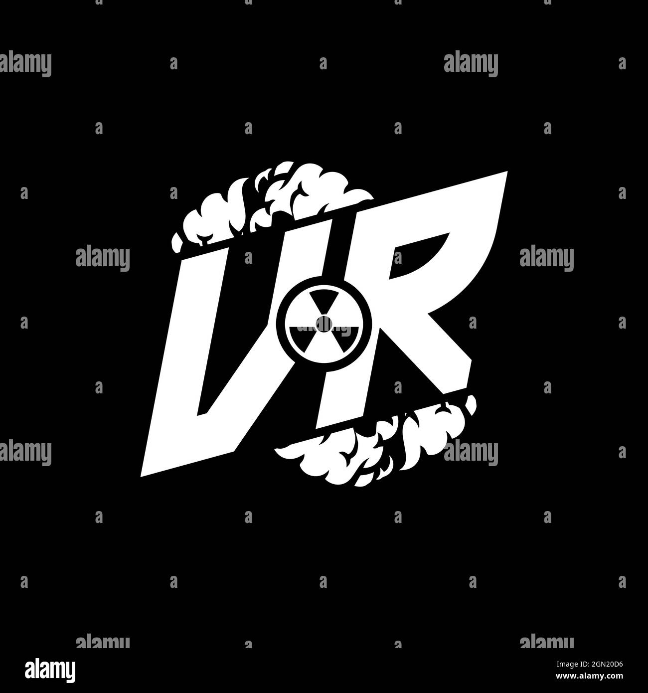 VR Initial ESport Monogram with Shape and Smoke Style template vector Stock Vector