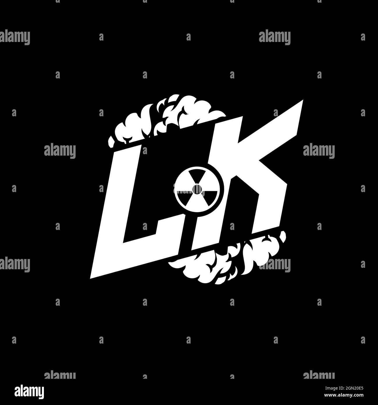 LK Initial ESport Monogram with Shape and Smoke Style template vector Stock Vector
