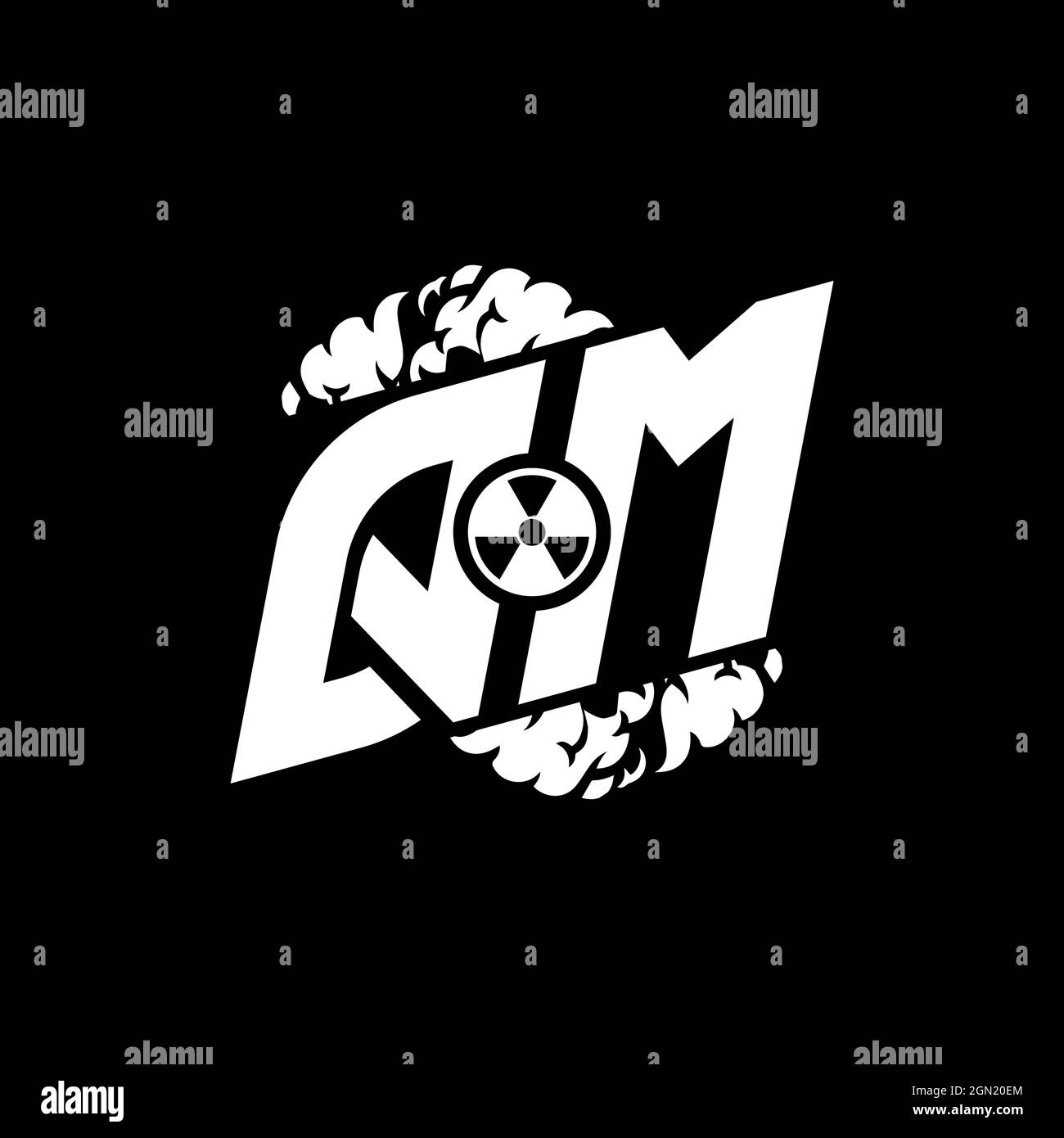 QM Initial ESport Monogram with Shape and Smoke Style template vector Stock Vector