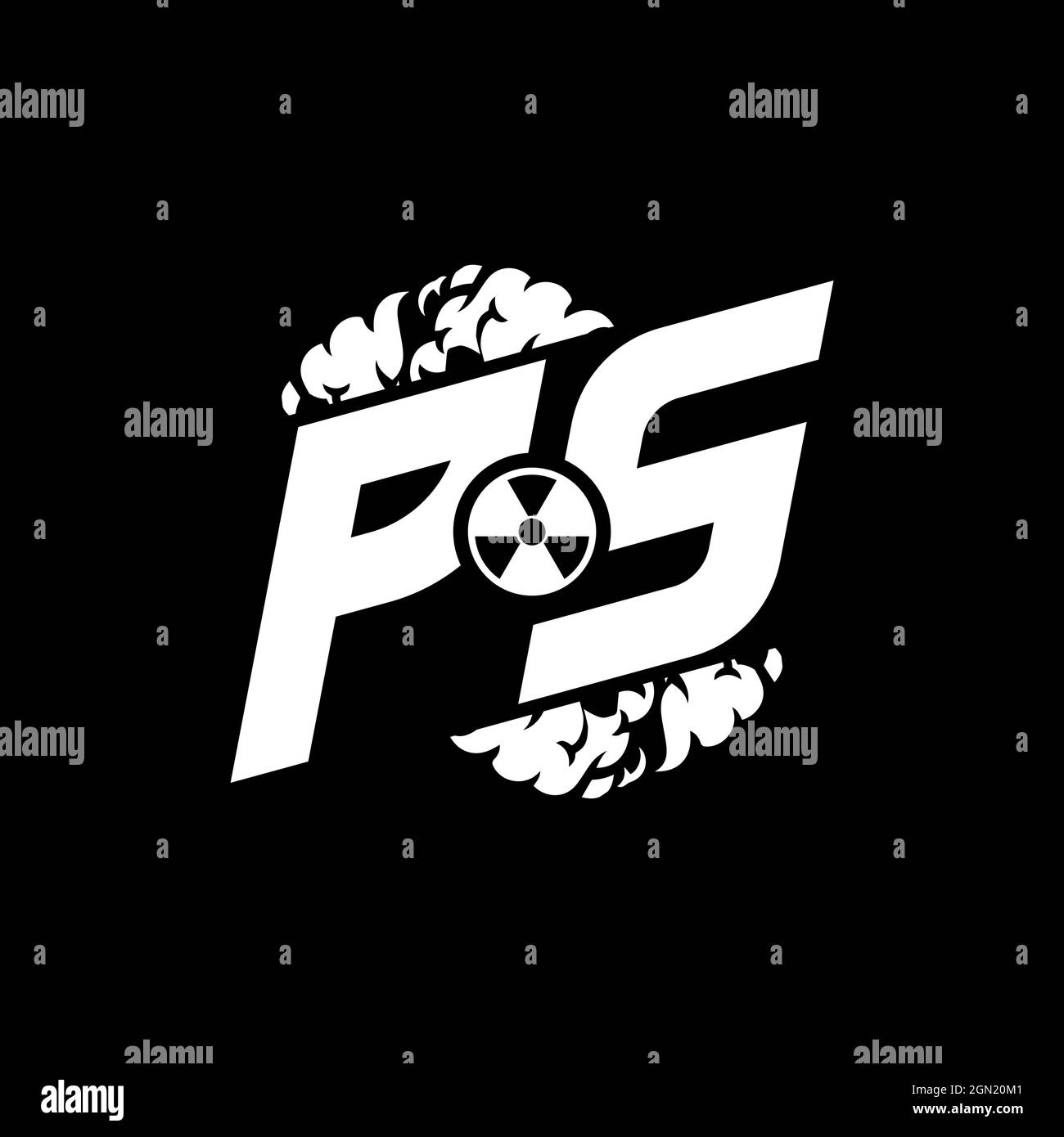 PS Initial ESport Monogram with Shape and Smoke Style template vector Stock Vector