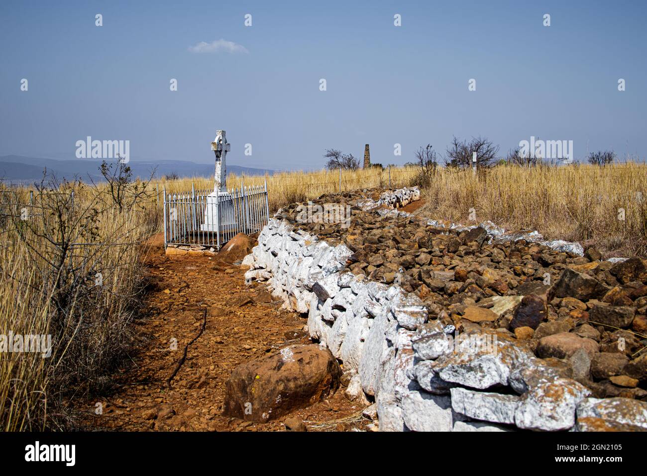 BERGVILLE, SOUTH AFRICA - Aug 21, 2021: A monument at the Spionkop Battlefield near Bergville, Kwa-zulu Natal Stock Photo
