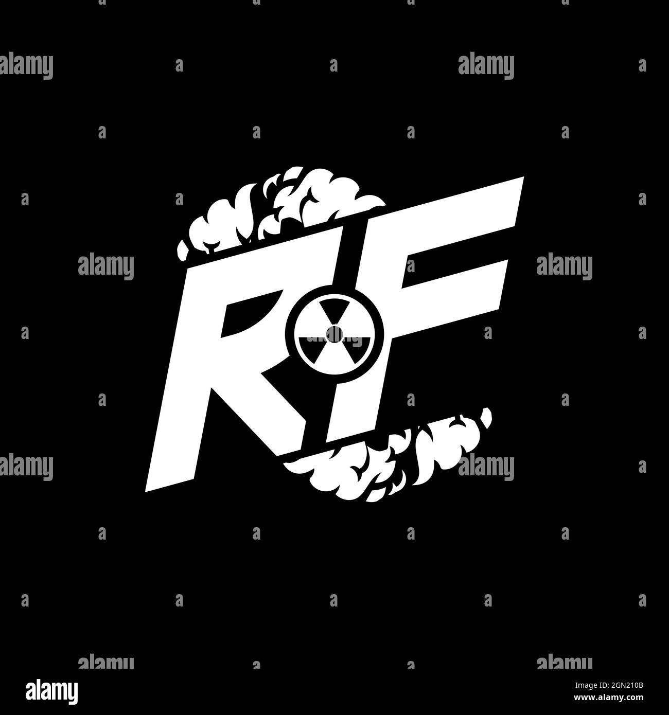 RF Initial ESport Monogram with Shape and Smoke Style template vector Stock Vector