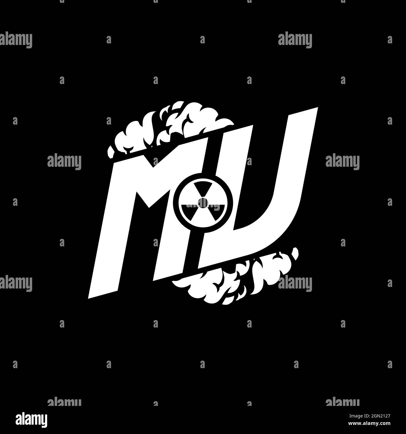 MU Initial ESport Monogram with Shape and Smoke Style template vector Stock Vector