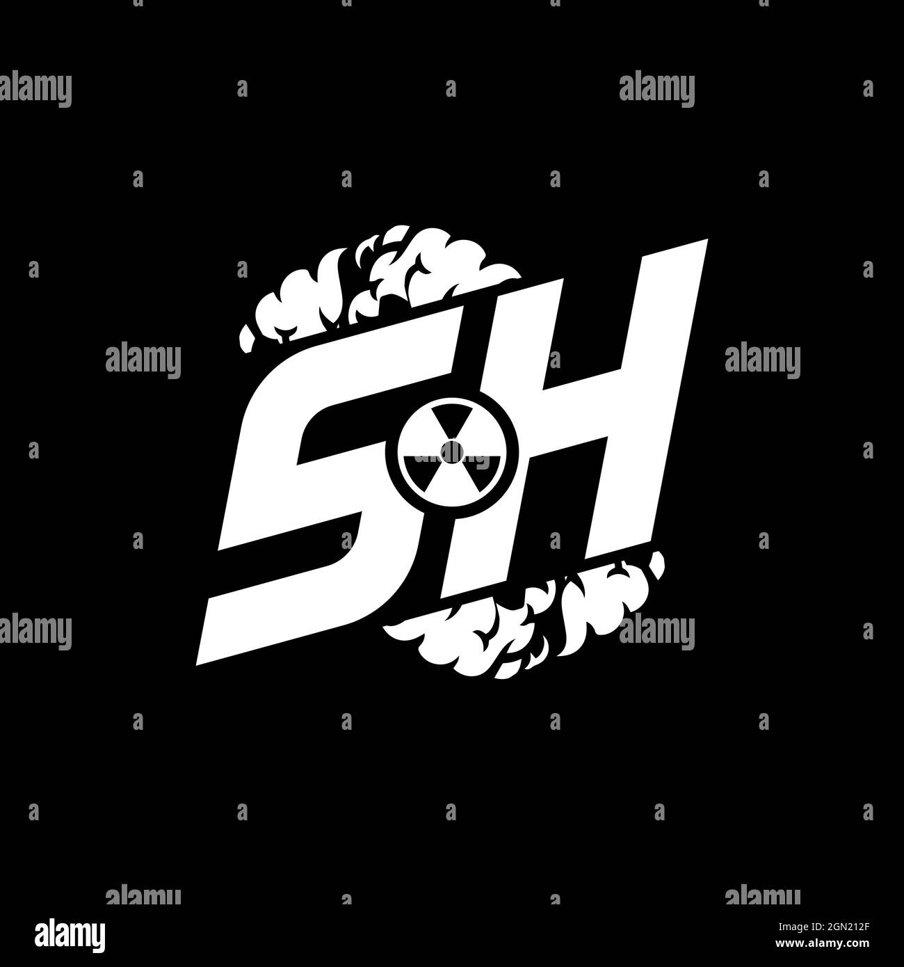 SH Initial ESport Monogram with Shape and Smoke Style template vector Stock Vector