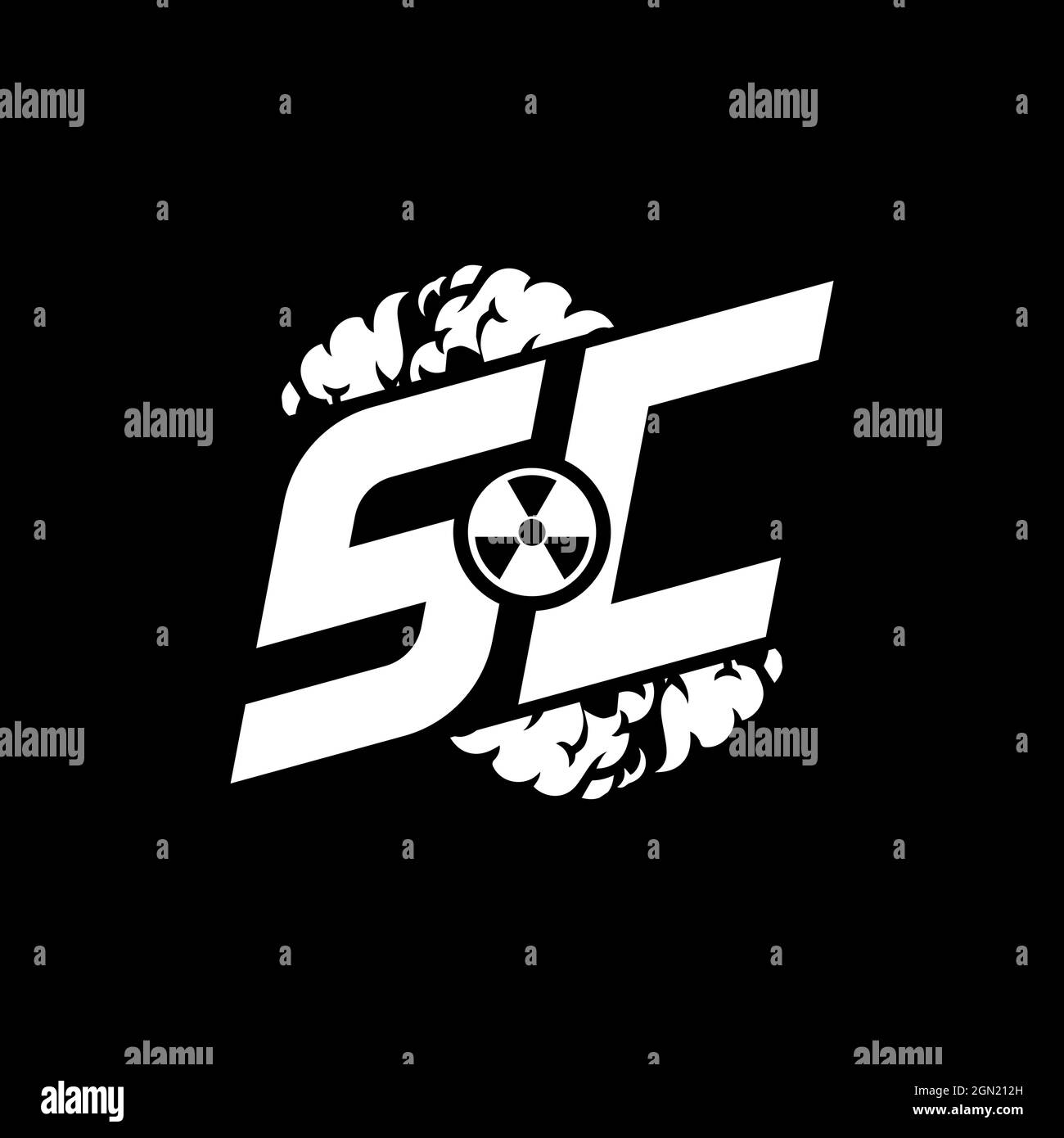 SC Initial ESport Monogram with Shape and Smoke Style template vector Stock Vector