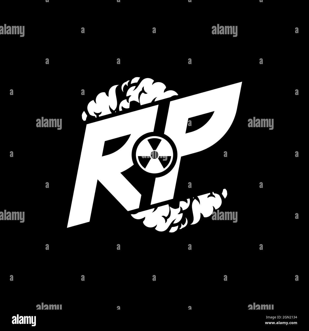 RP Initial ESport Monogram with Shape and Smoke Style template vector Stock Vector