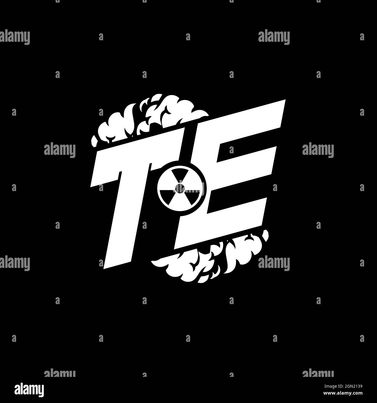 TE Initial ESport Monogram with Shape and Smoke Style template vector Stock Vector