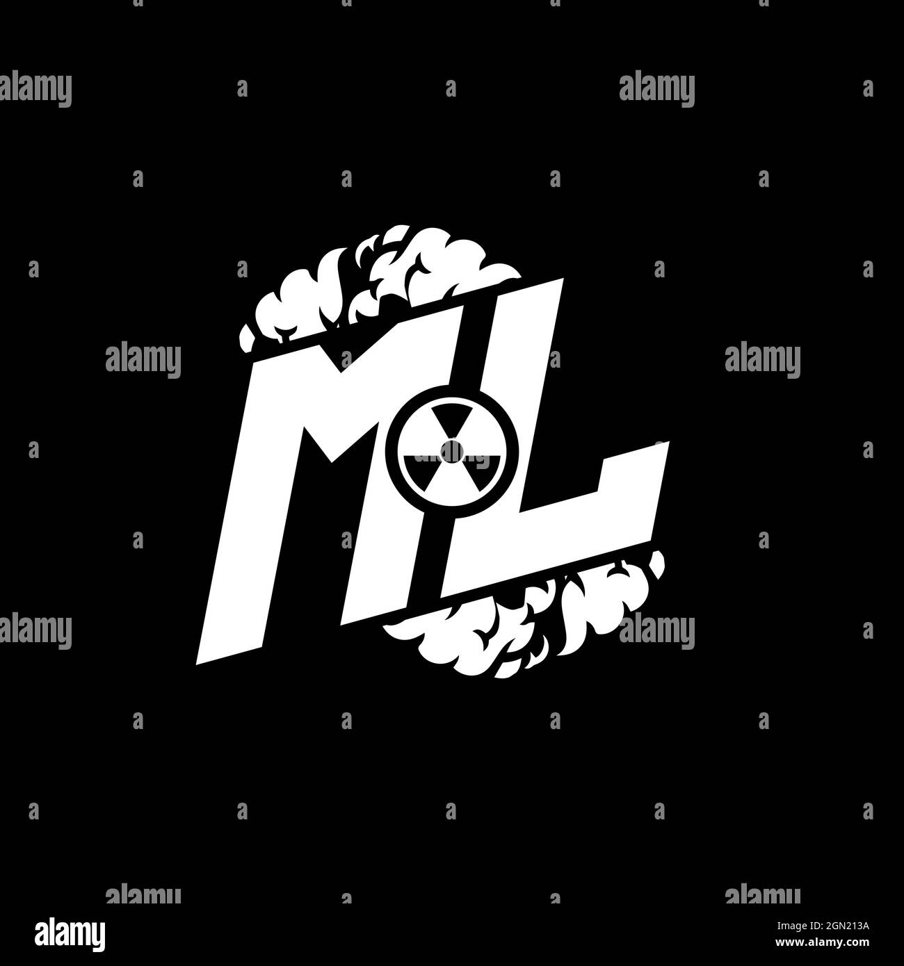 ML Initial ESport Monogram with Shape and Smoke Style template vector Stock Vector