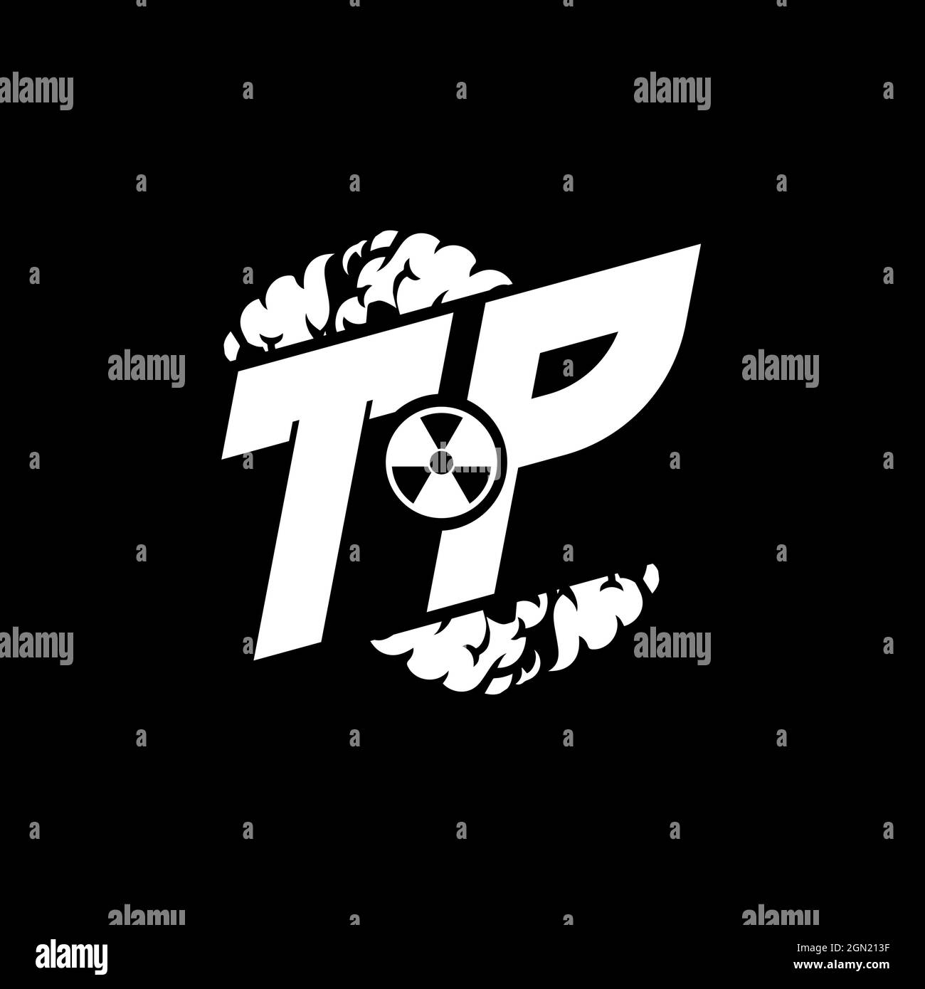 TP Initial ESport Monogram with Shape and Smoke Style template vector Stock Vector