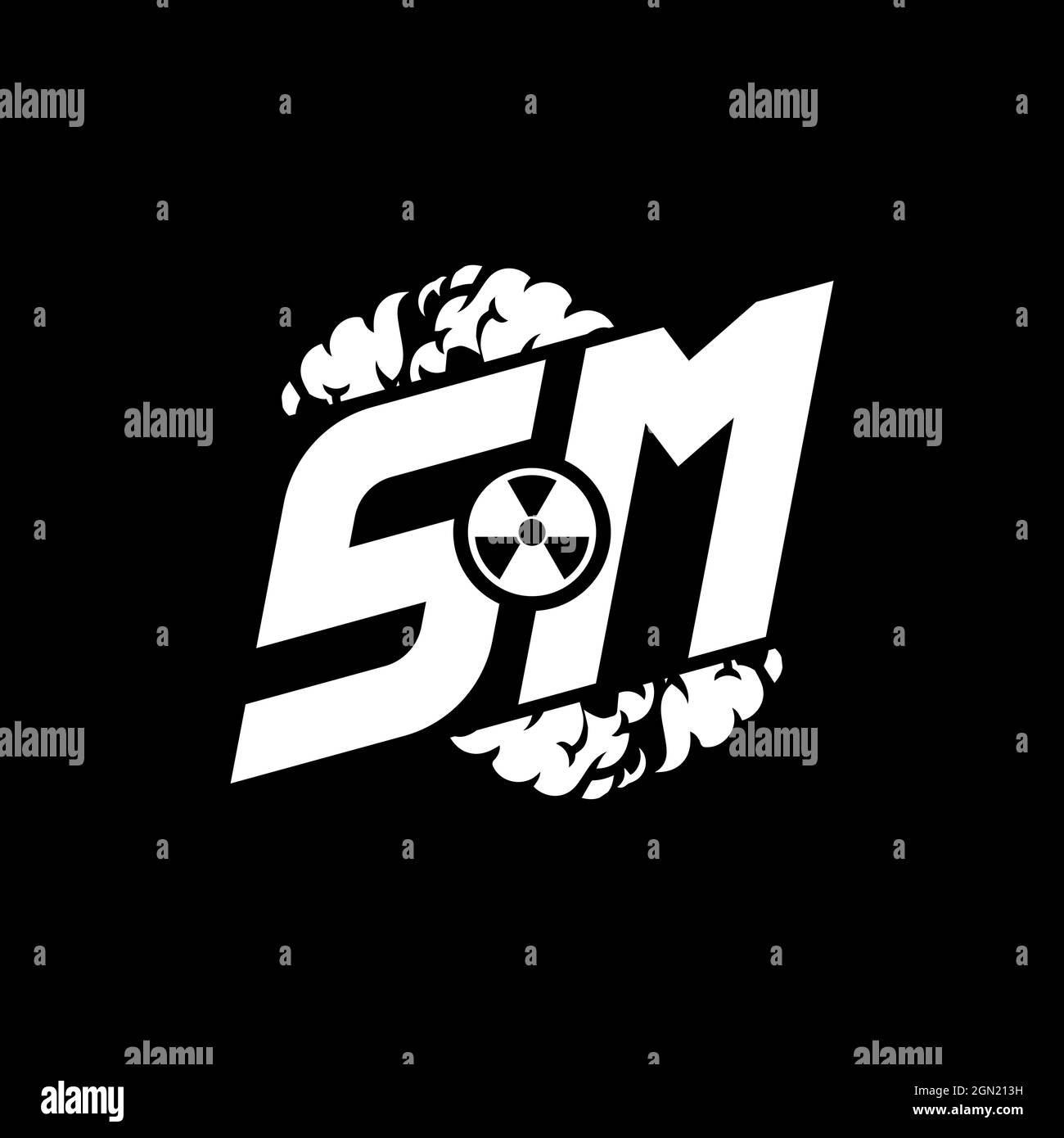 SM Initial ESport Monogram with Shape and Smoke Style template vector Stock Vector