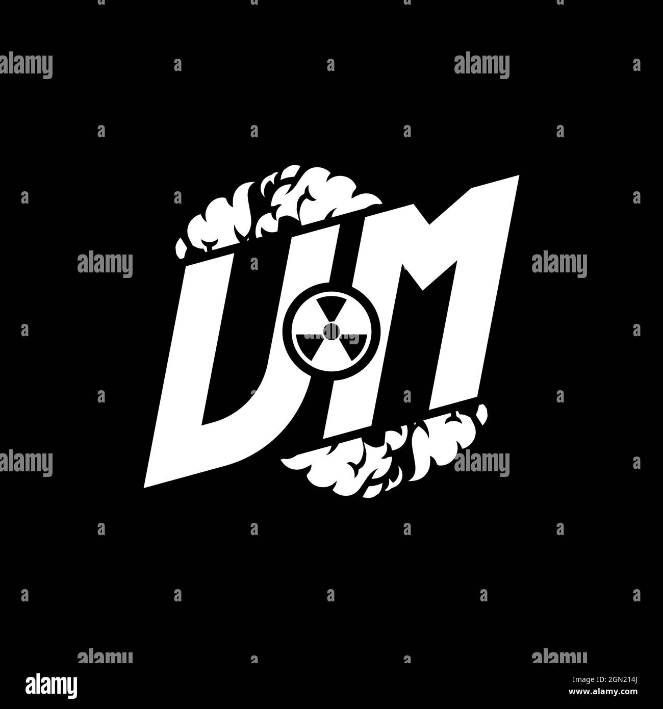 UM Initial ESport Monogram with Shape and Smoke Style template vector Stock Vector