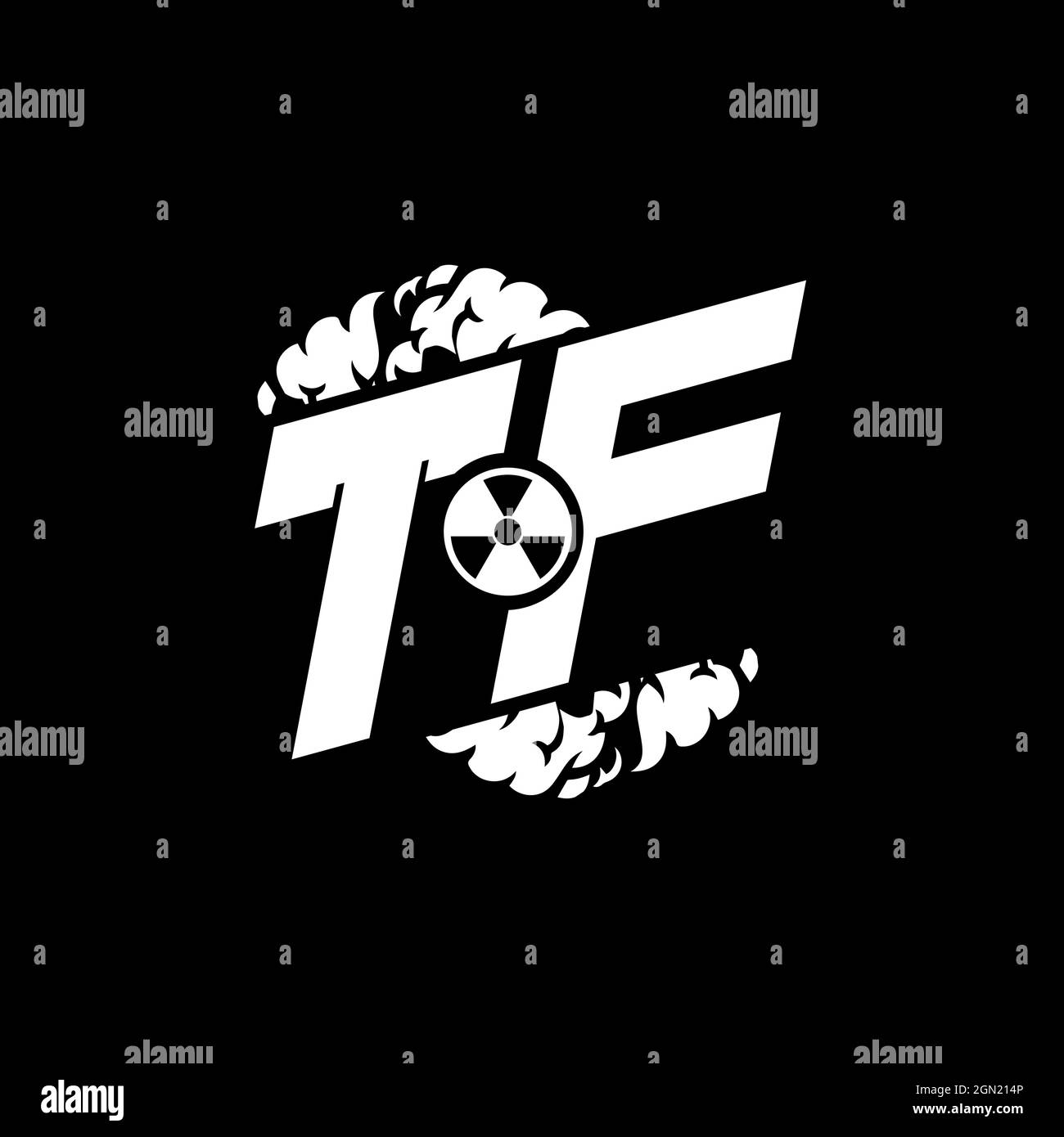 TF Initial ESport Monogram with Shape and Smoke Style template vector Stock Vector