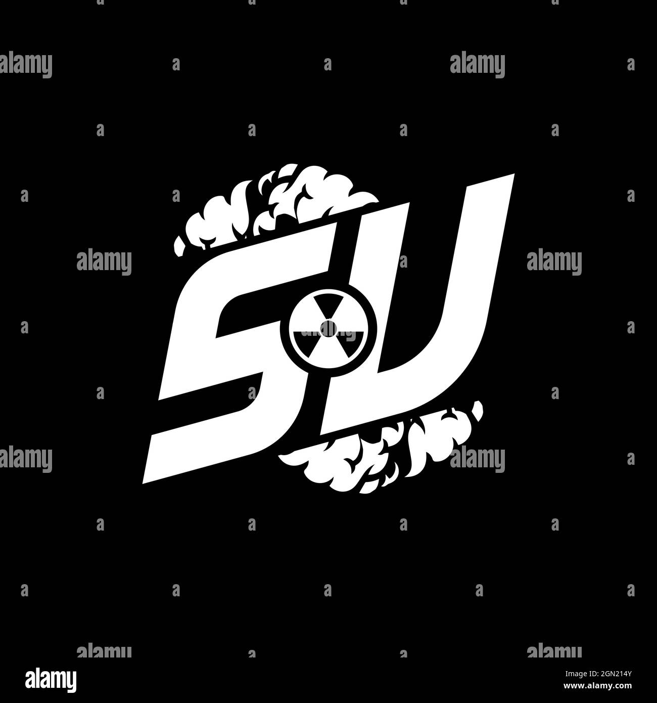 SU Initial ESport Monogram with Shape and Smoke Style template vector Stock Vector