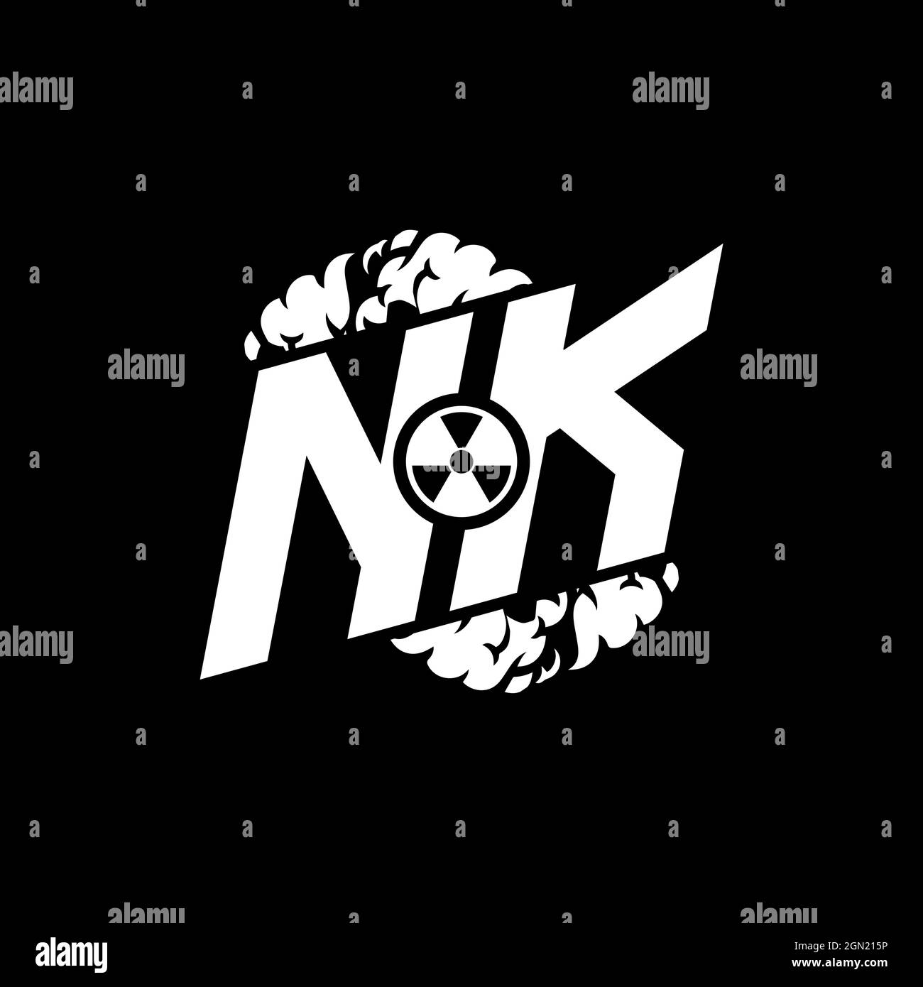 NK Initial ESport Monogram with Shape and Smoke Style template vector Stock Vector