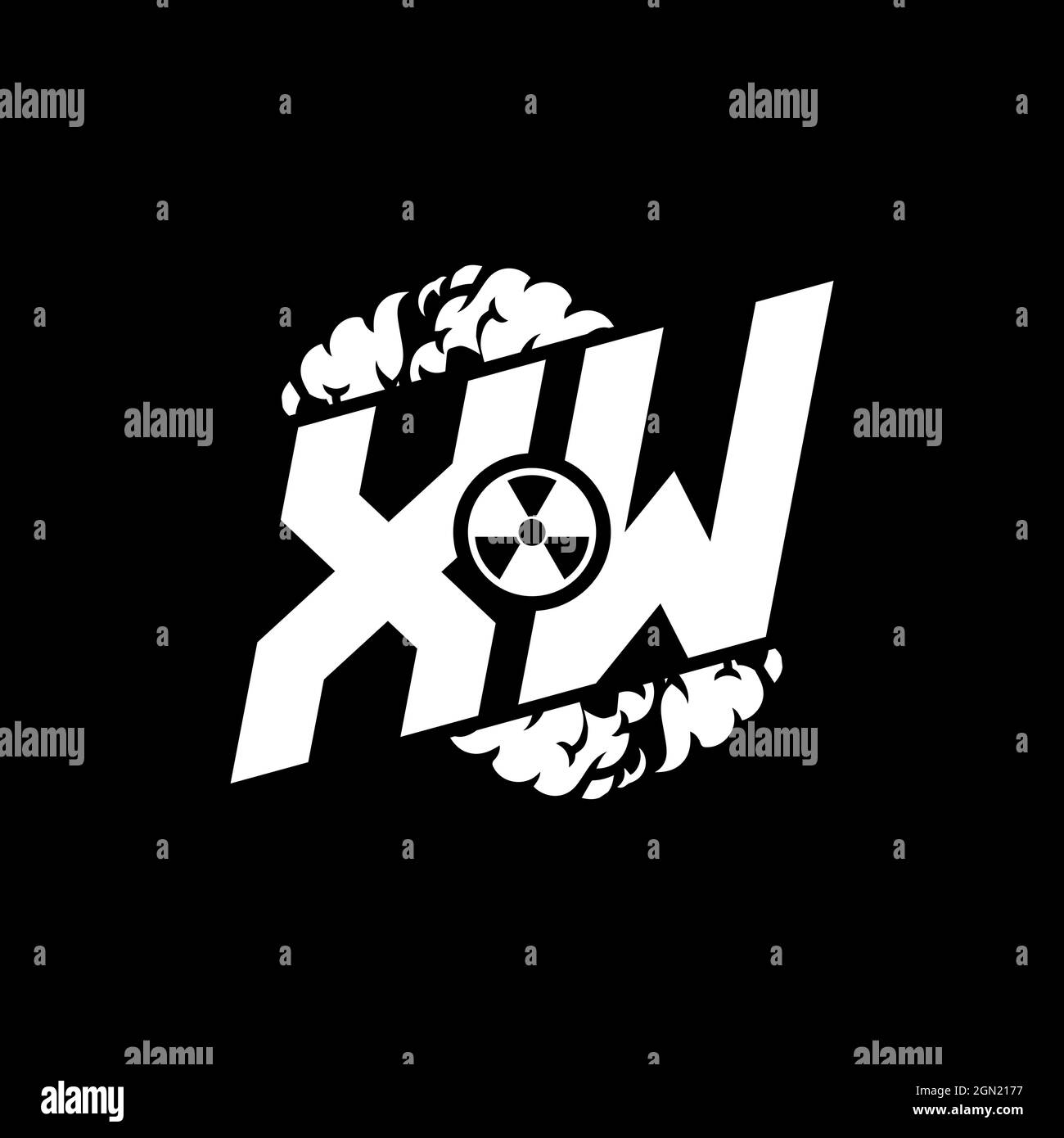 XW Initial ESport Monogram with Shape and Smoke Style template vector Stock Vector