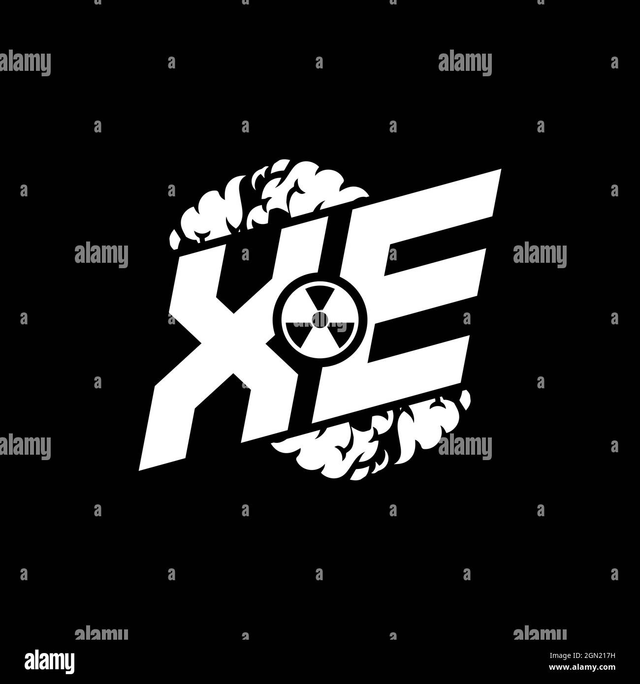XE Initial ESport Monogram with Shape and Smoke Style template vector Stock Vector